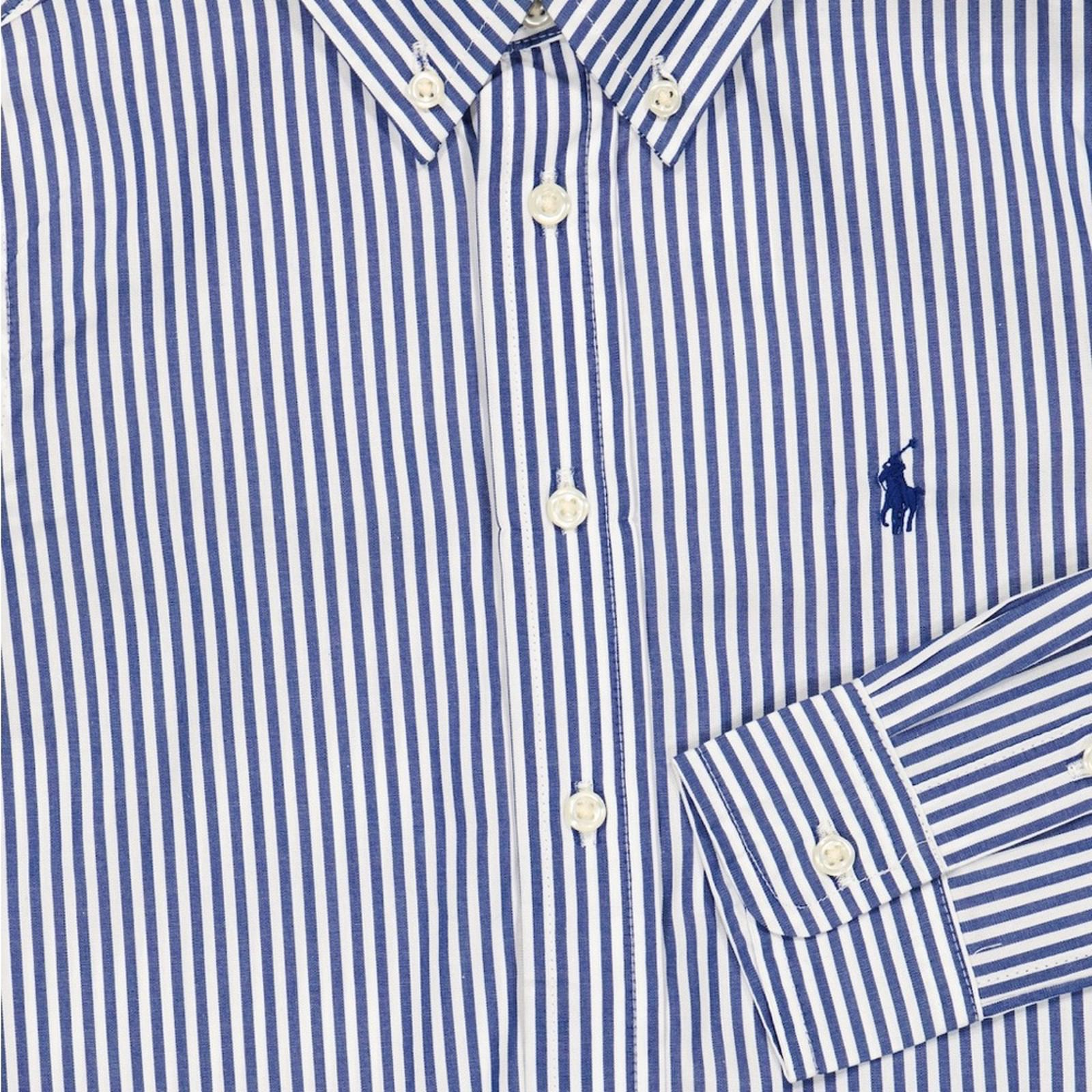 Polo Ralph Lauren Striped Cotton Poplin Shirt, Navy & White Size 12 New w/Tag