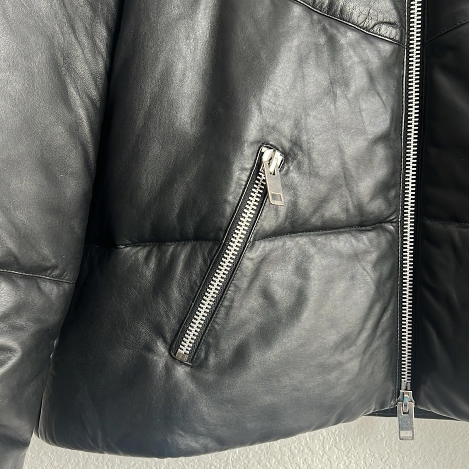 NEW Walter Baker Edwina Puffer Jacket 100% Lamb Leather, Black, NEW w/o Tag $748
