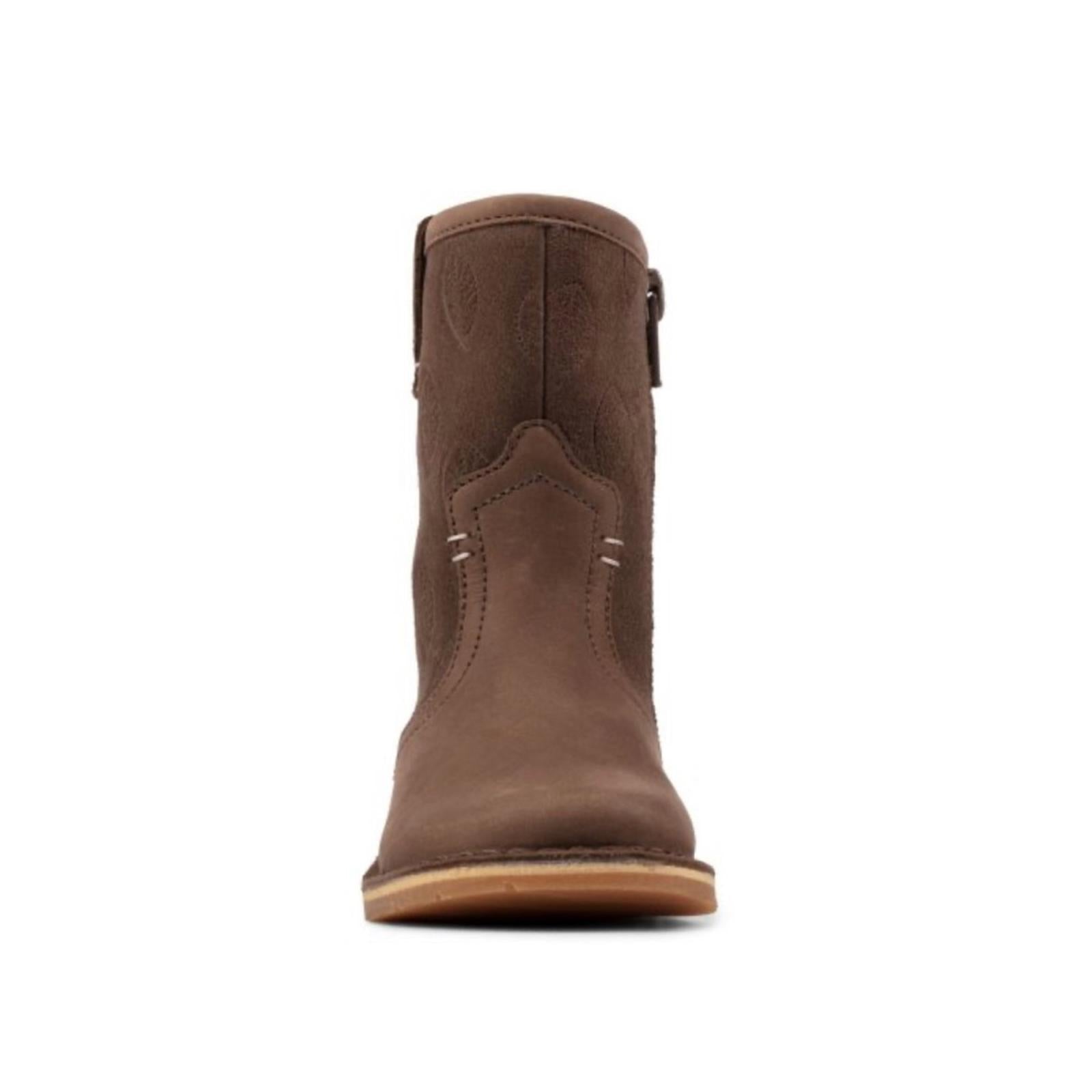 NEW Clarks Comet Pop Toddler Walnut Leather Boots Size UK 4F, US 4.5M Retail £48