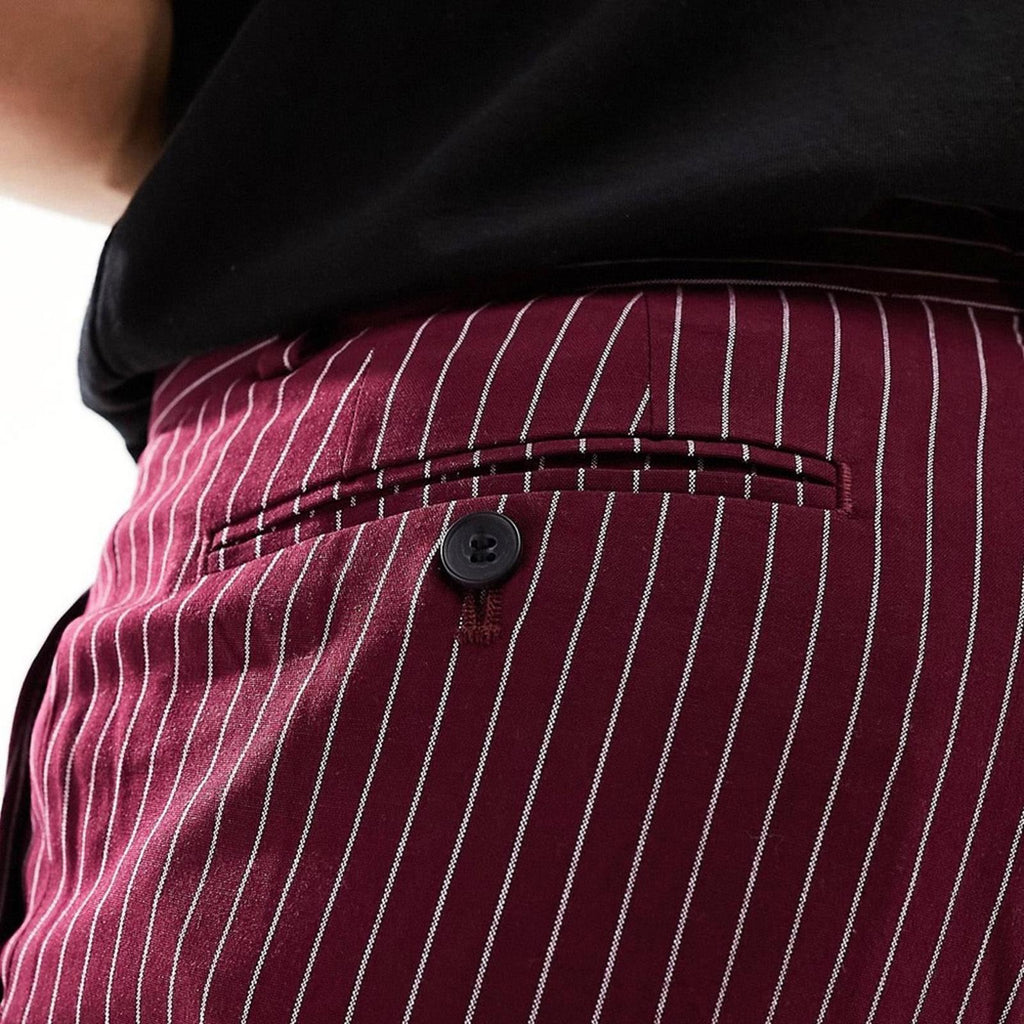 ASOS Tapered Smart Pants, Burgundy Pin Stripe, Size W34 L30 New w/Tag SOLD OUT