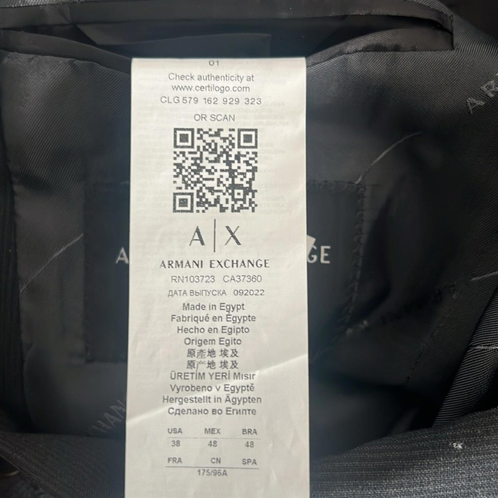 A|X Armani Exchange Wool Two-Button Blazer in Black, NWT, Size 38S