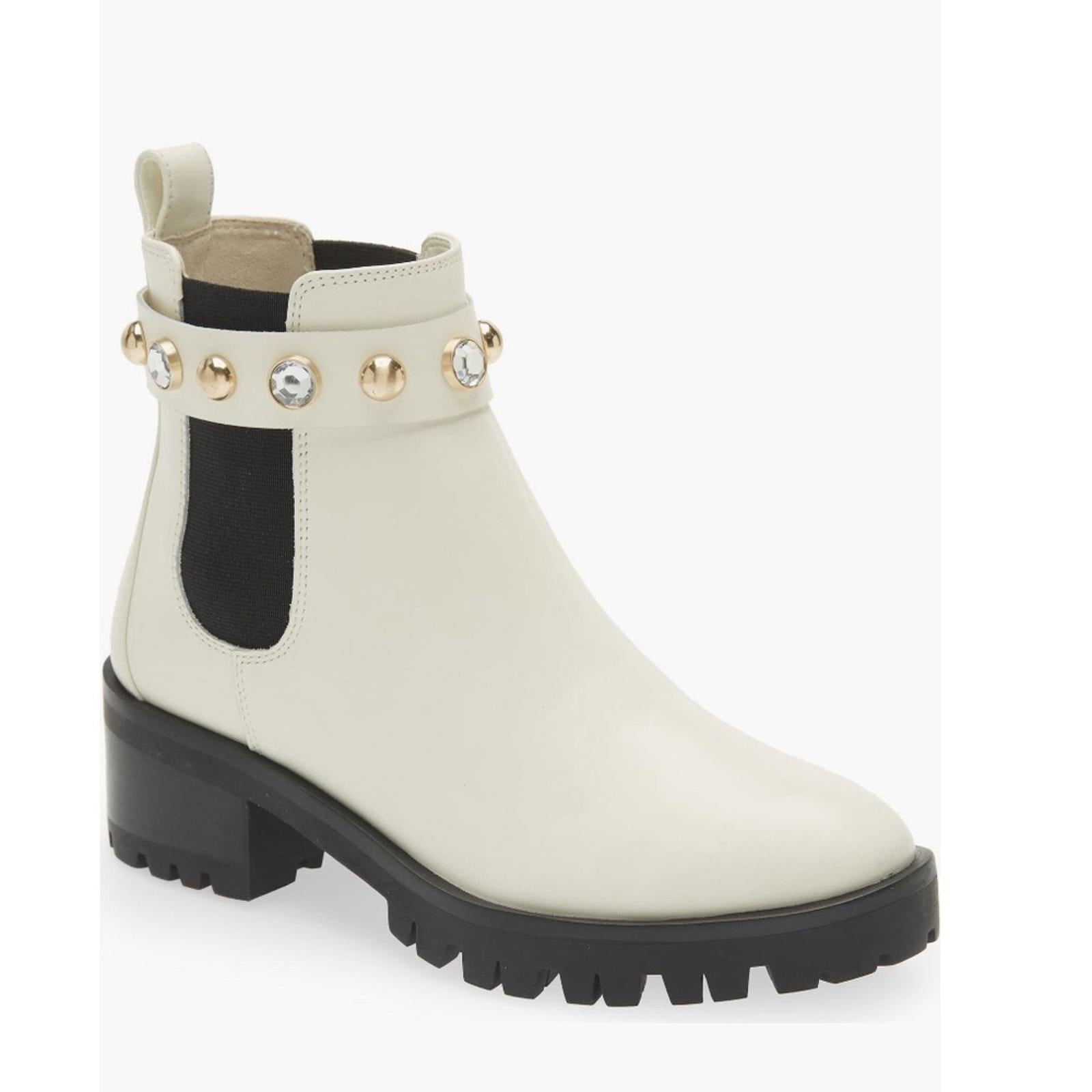 Karl Lagerfeld Paris Porshay Lug Sole Boots in Bone/White, Size 37 New w/o Box