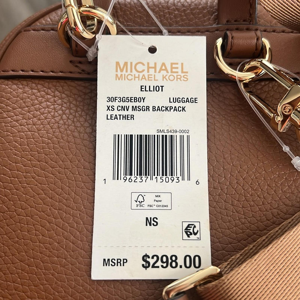 Michael Kors Elliot Messenger Leather Backpack with Rivets, New w/Tag
