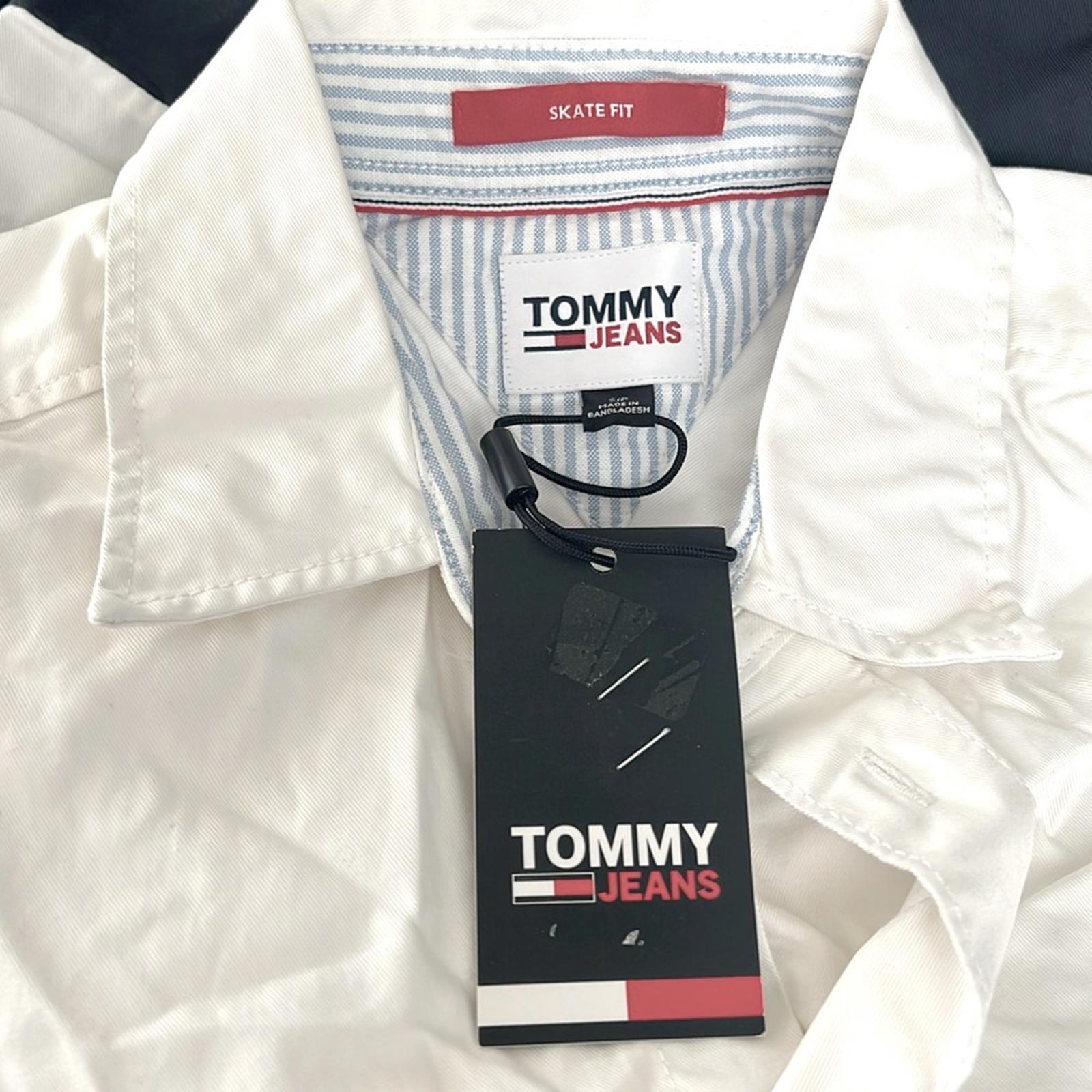 Tommy Hilfiger Adaptive Archive Color-Blocked Relaxed Shirt, White Size S NWT
