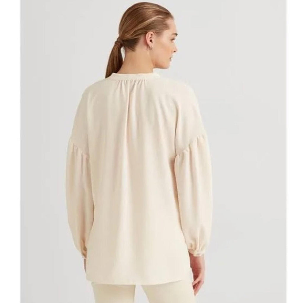 Lauren Ralph Lauren Lace-Up Double-Faced Tunic in Winter Cream, Size S New w/Tag