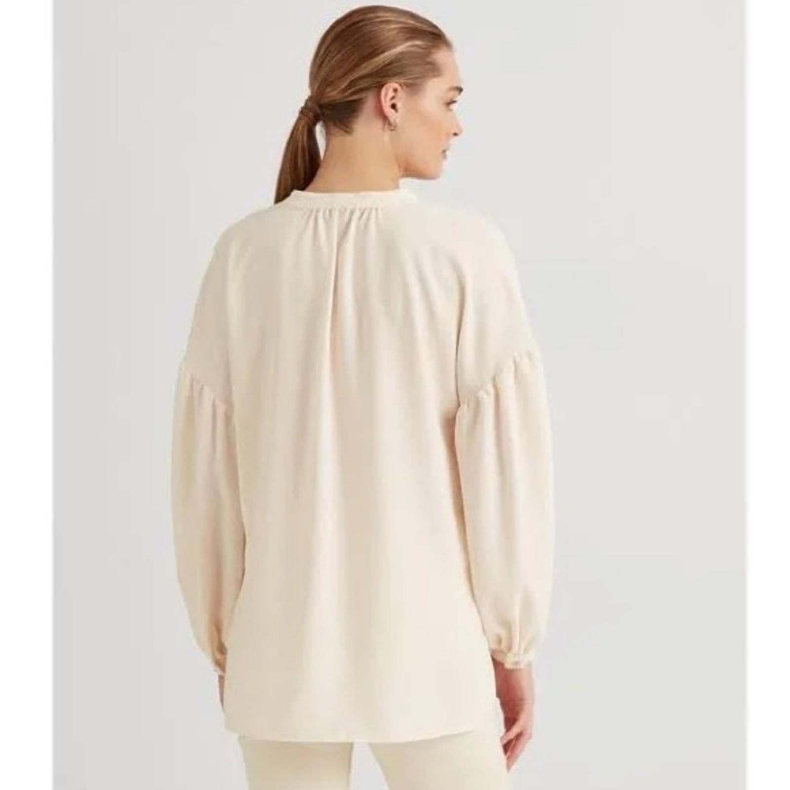 Lauren Ralph Lauren Lace-Up Double-Faced Tunic in Winter Cream, Size S New w/Tag