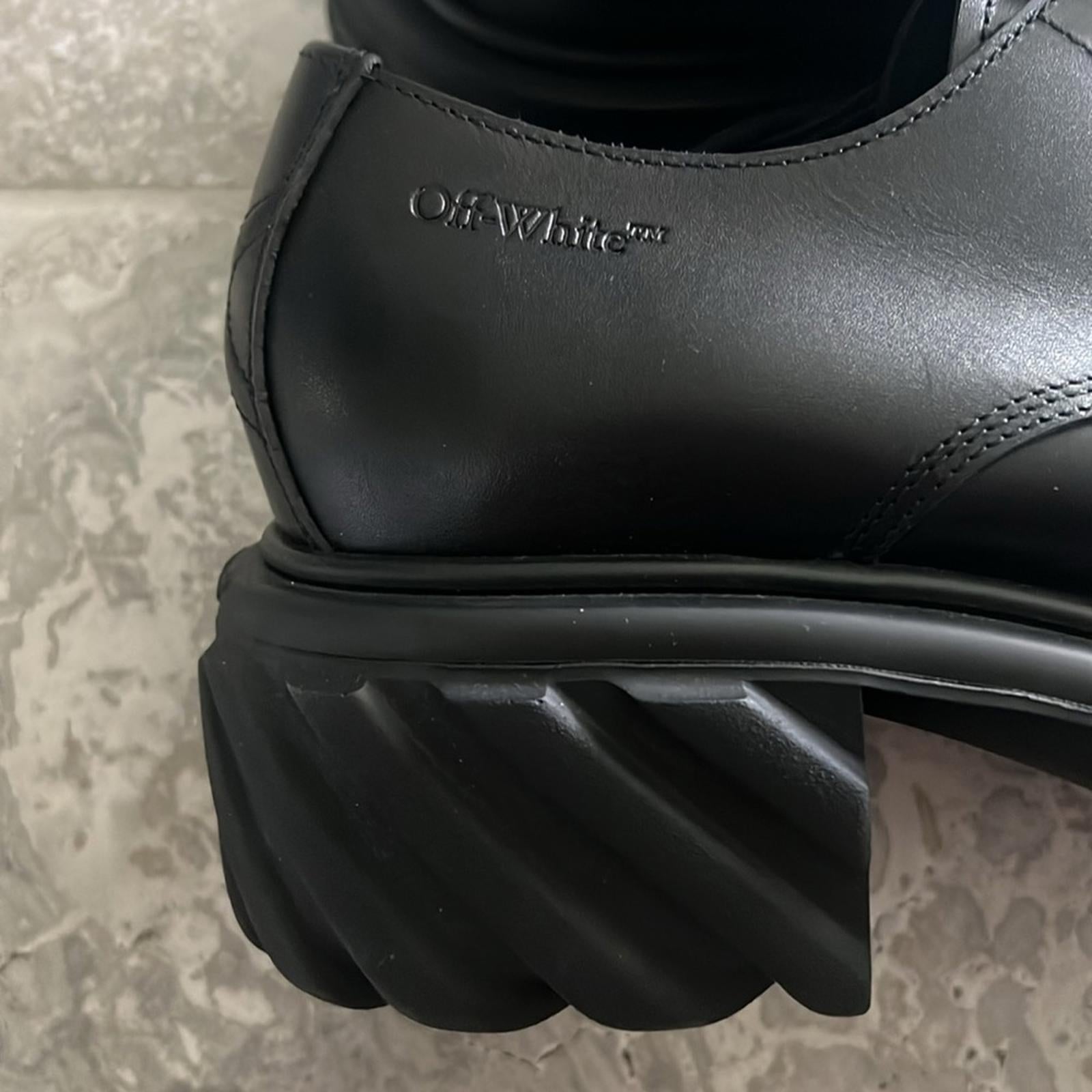 Off-White Men’s Exploration Derby Lug Sole Shoes in Black, NWT, Size 43