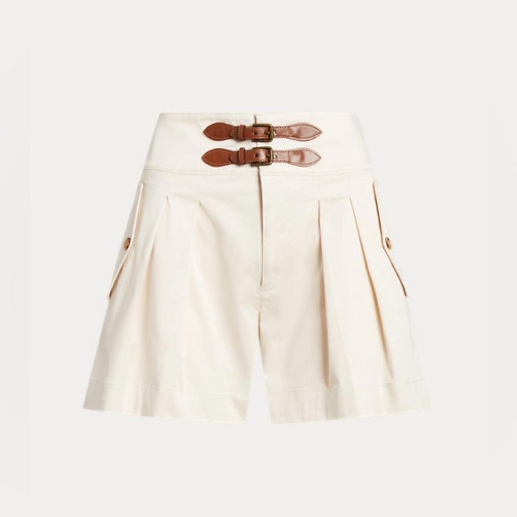 Lauren Ralph Lauren Buckle-Trim Sateen Shorts in Winter Cream, Size 18 NWT