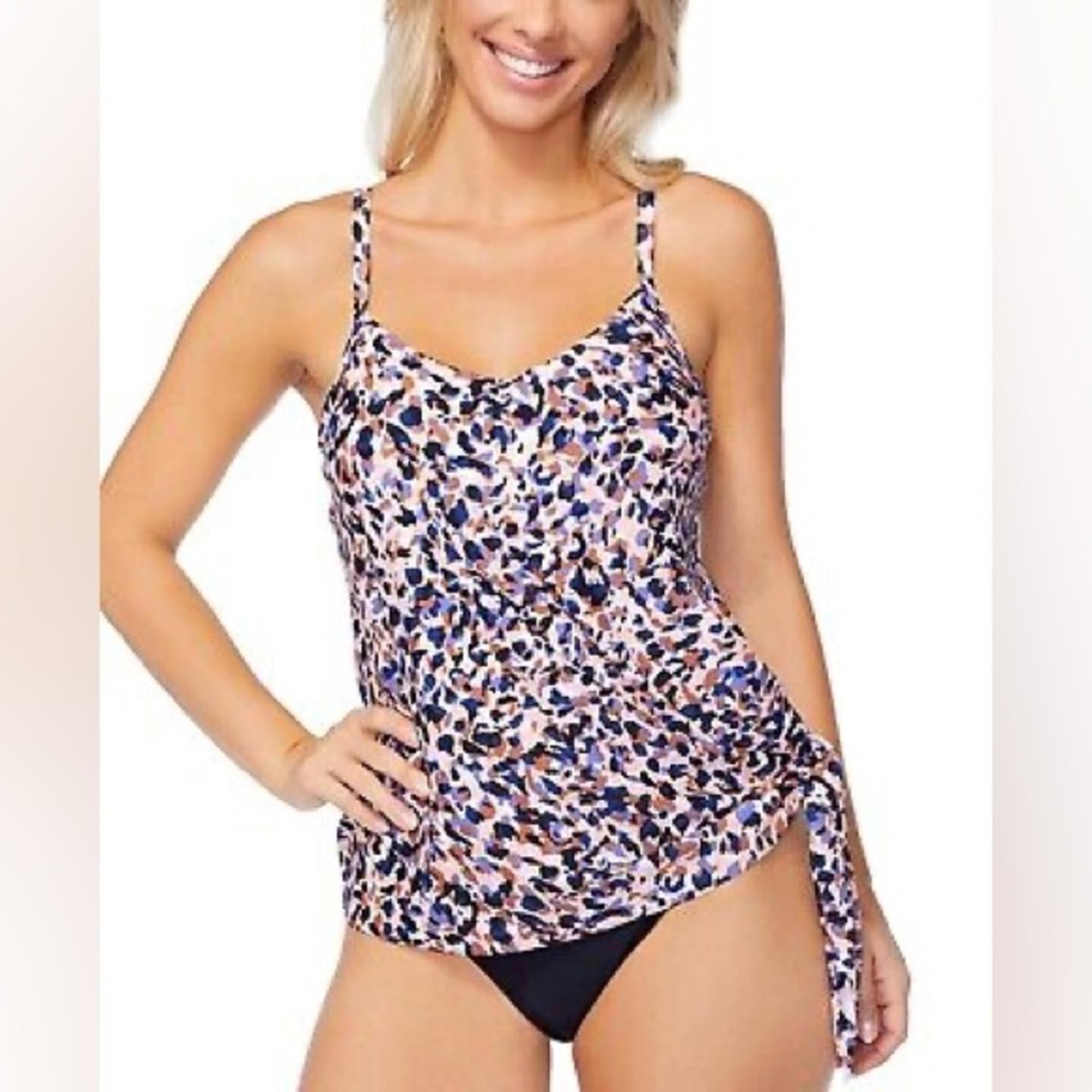 Island Escape Montego Bay Pink Multi Napa Underwire Tankini Swim Top Size 6 NWT