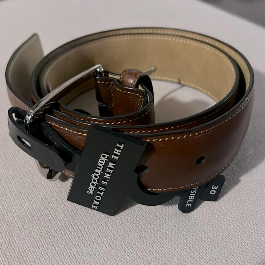 The Men's Store at Bloomingdale's Men's Leather Belt in Brown, NWT, Size 30