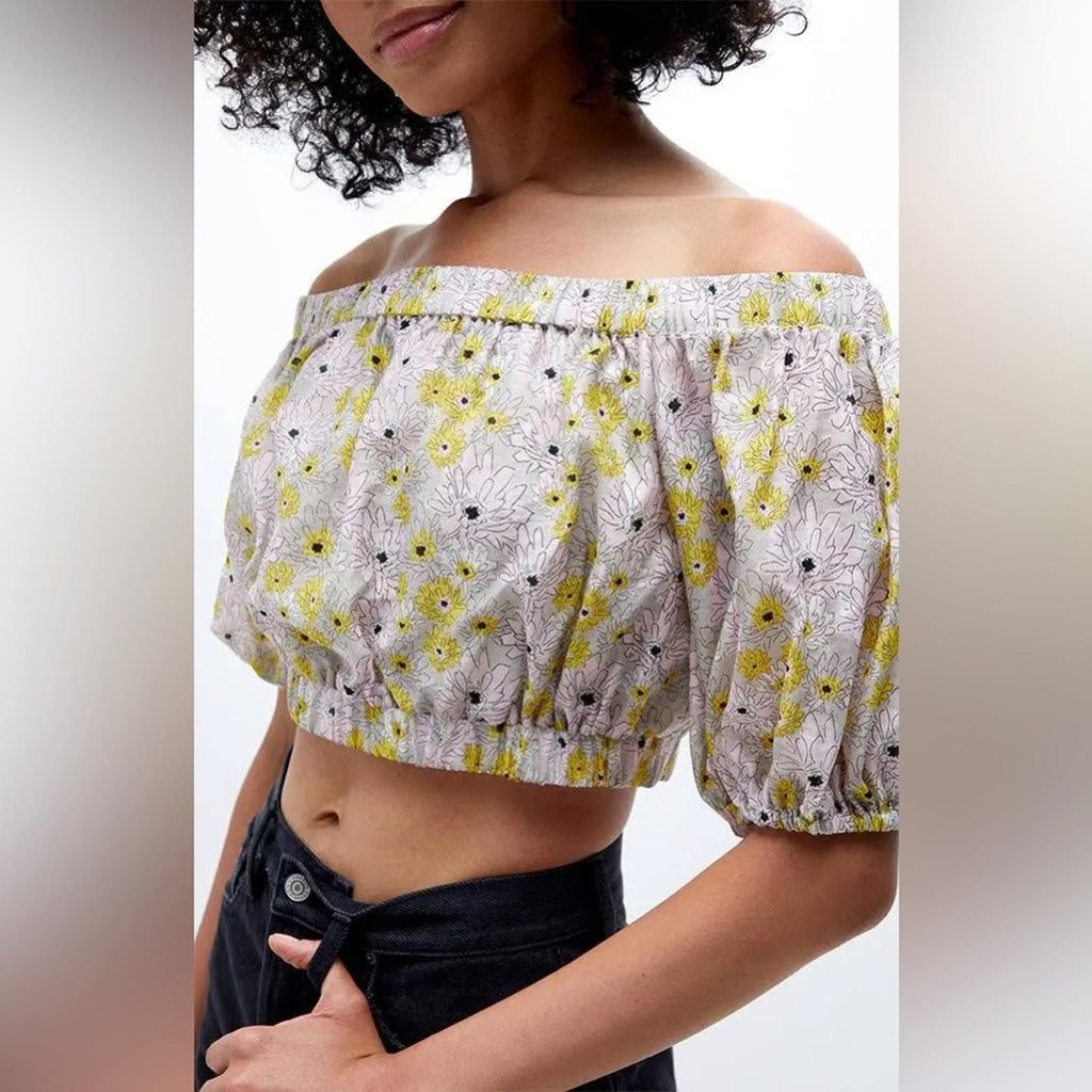MINKPINK Mitta Mitta Cropped Off-the-Shoulder Top in Multi, Size XS New w/Tag