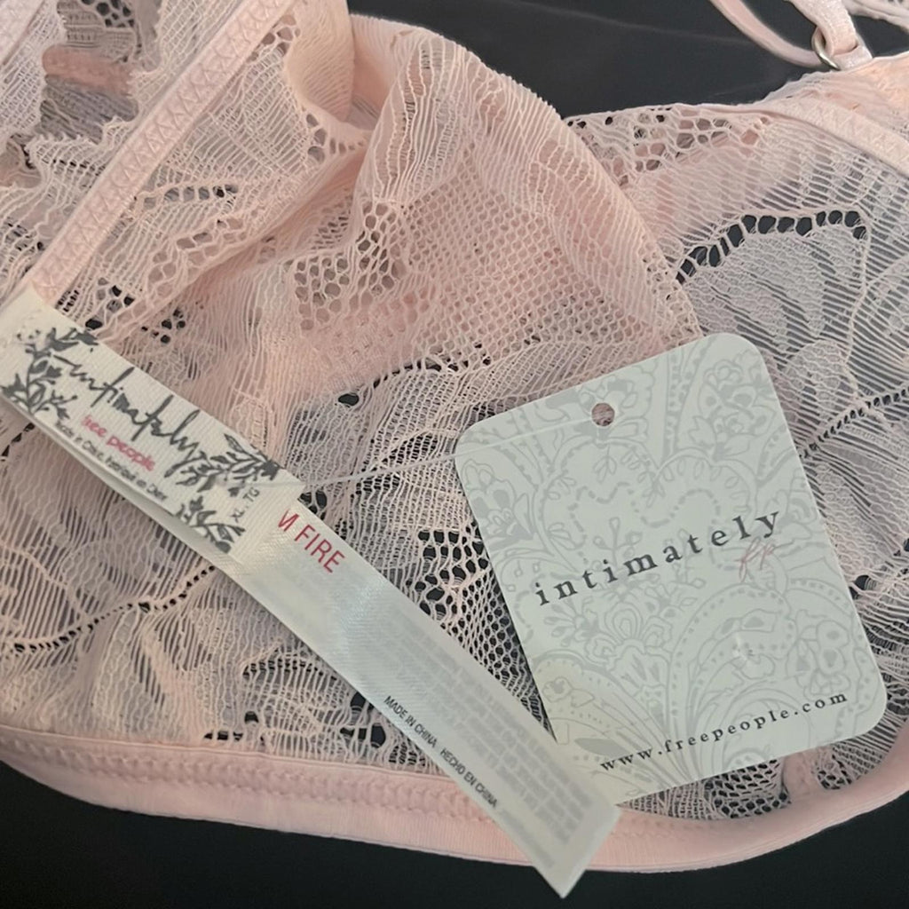 Free People Lace Bralette, Blush Pink, Size XL New w/Tag