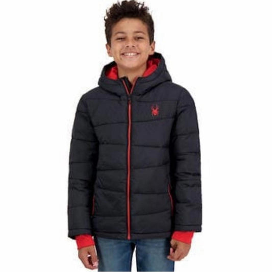 Spyder Kid’s District Hooded Puffer Jacket in Black Size L, New w/Tag