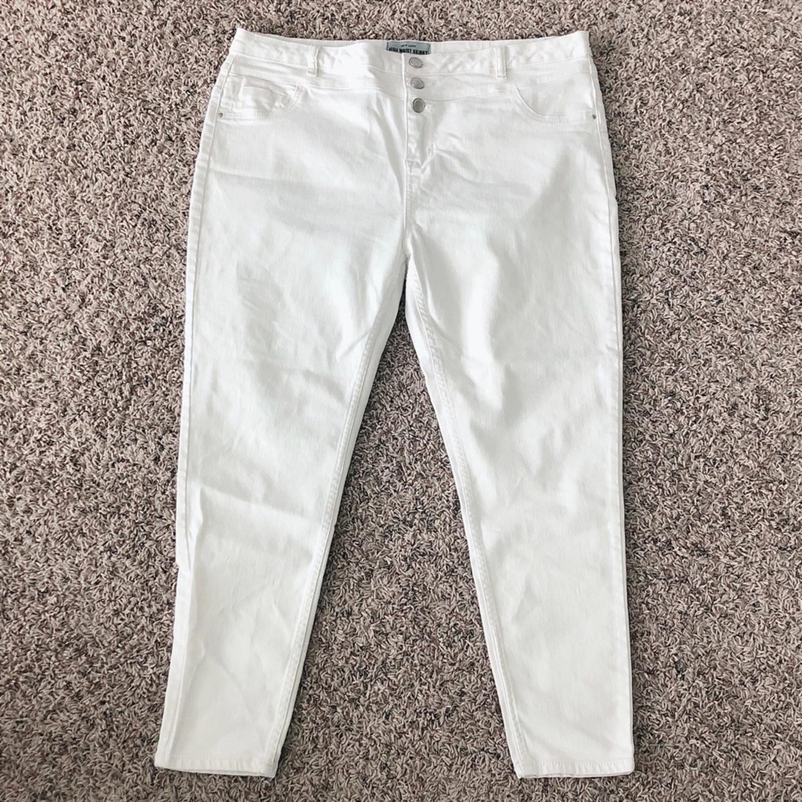 New Look High Waist Super Skinny Jeans in White, Size UK18 / US14
