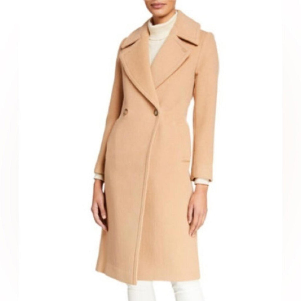 NEW Club Monaco Twill Wool-Blend Trench Coat in Camel Brown, Size M, Dry Cleaned