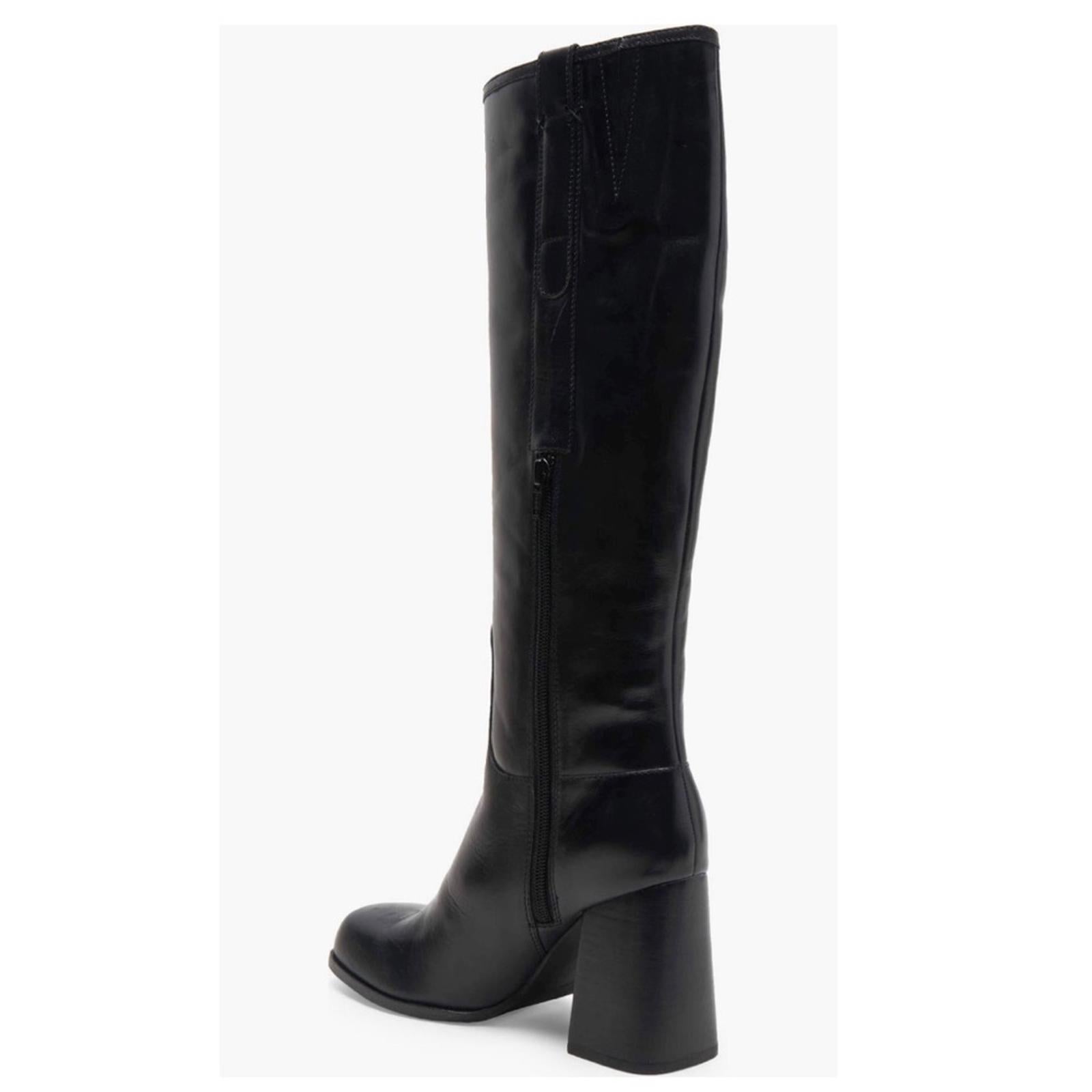 Free People Naomi Tall Leather Boots, Black, Size 6.5 New w/Tag, w/o Box