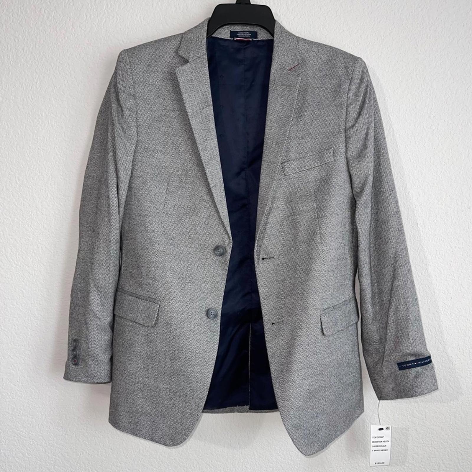 Tommy Hilfiger Big Boys Brushed Herringbone Jacket in Dark Gray Size 18 NWT $125