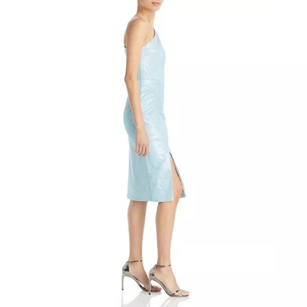 Aidan Mattox Sequin Mesh Cocktail Dress in Cloudy Aqua, NWT, Size 6