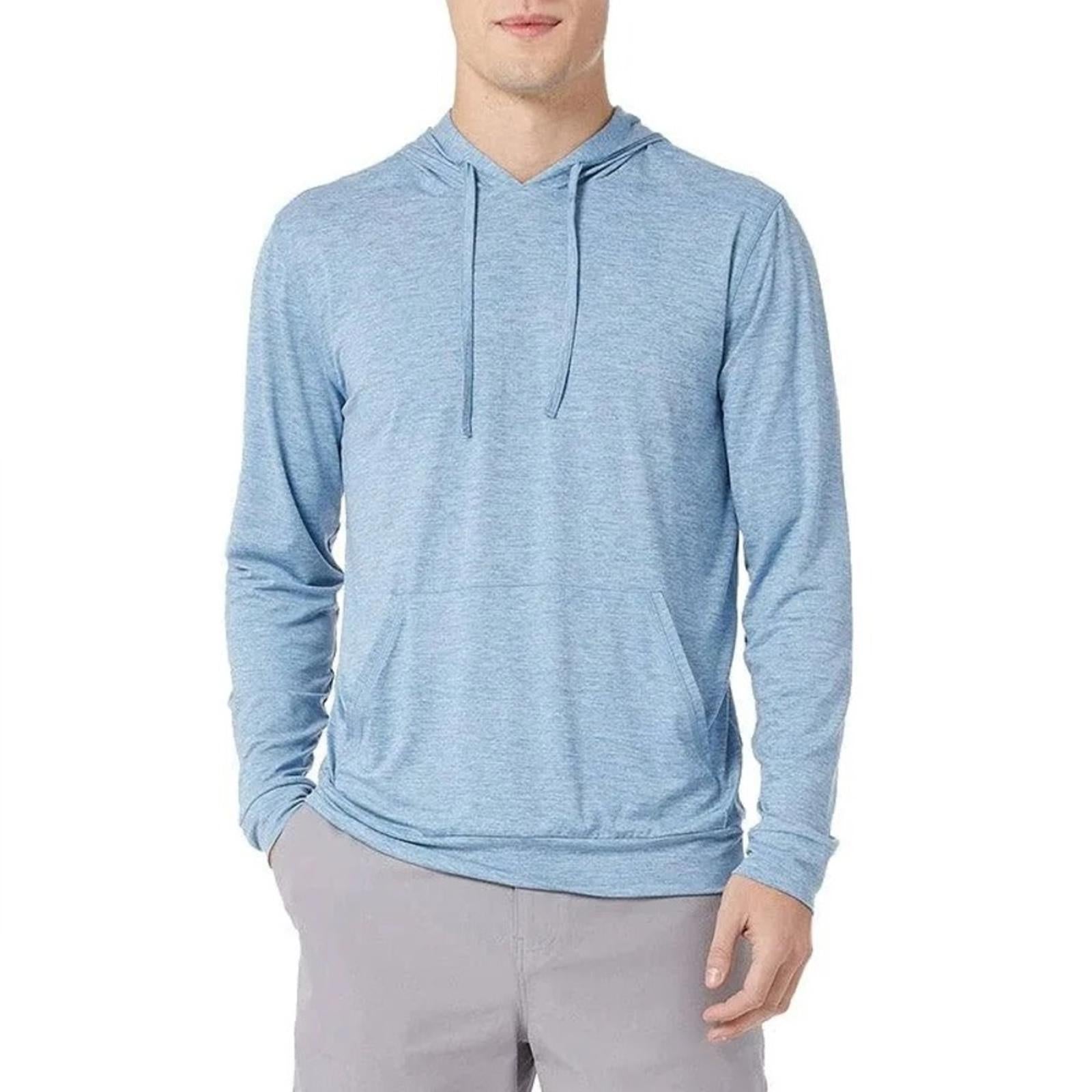 32 Degrees Men's Cool Long Sleeve Hooded T-Shirt in Heather Blue, NWT, Size L
