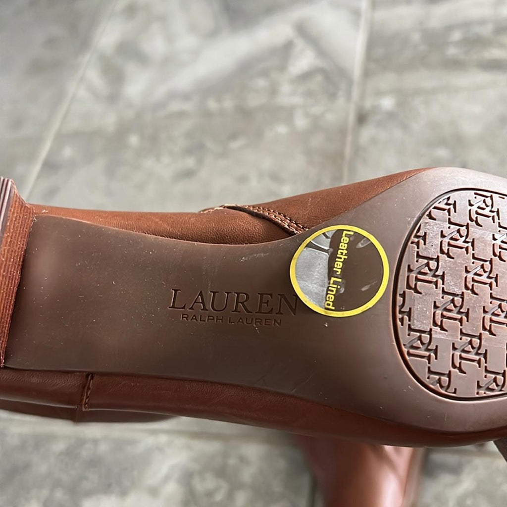 Lauren Ralph Lauren Willa Elegant Tan Leather Ankle Boots, Size 6/36.5 NEW $175