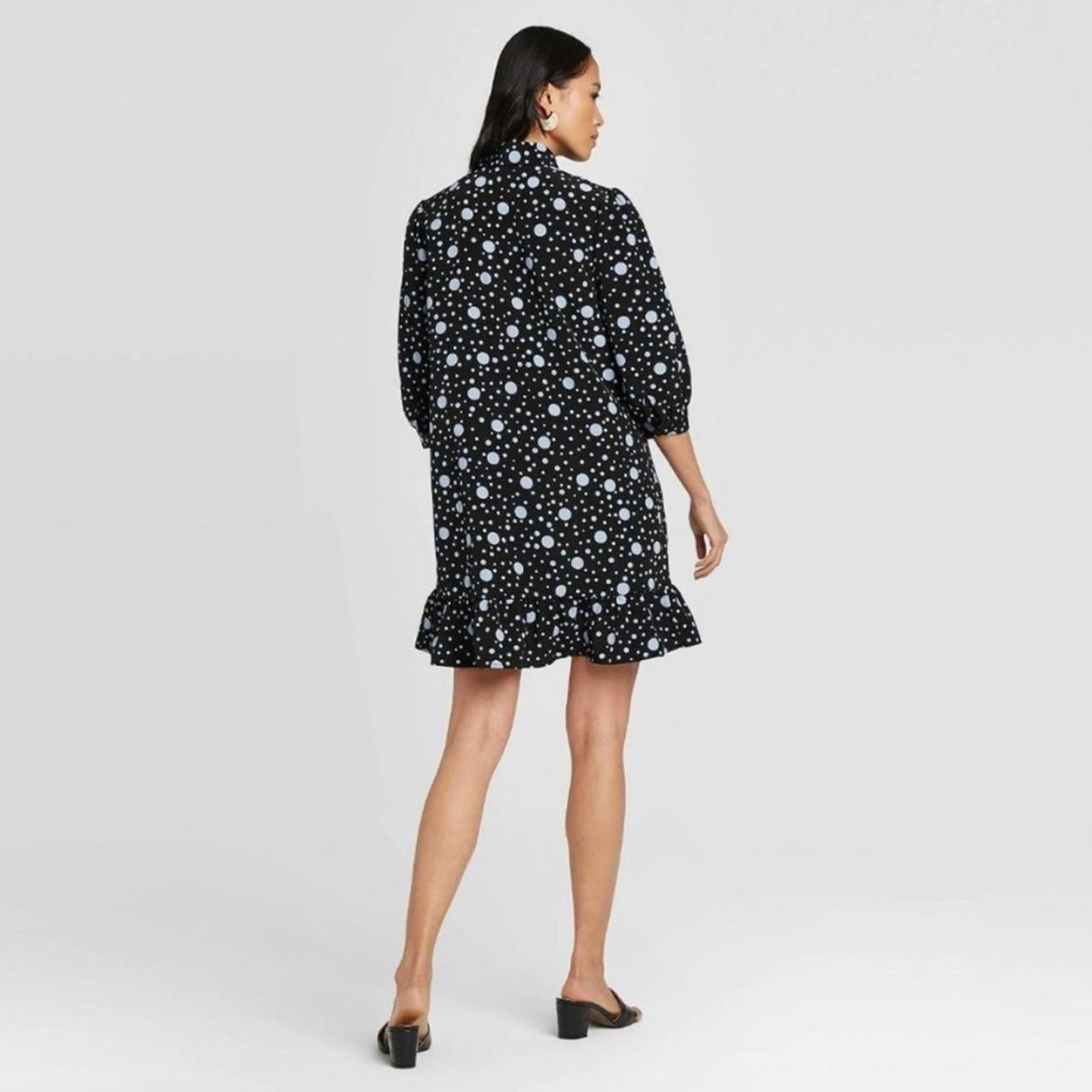 Who What Wear Polka Dot High Neck Shift Mini Dress Size L, New w/o Tag