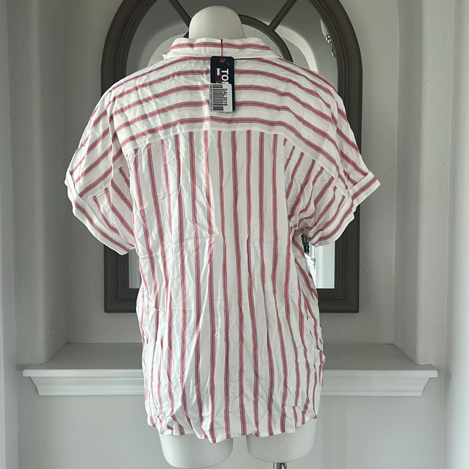 Tommy Jeans Striped Button Front Top Stapler Stripe, Size XL New w/Tag $69