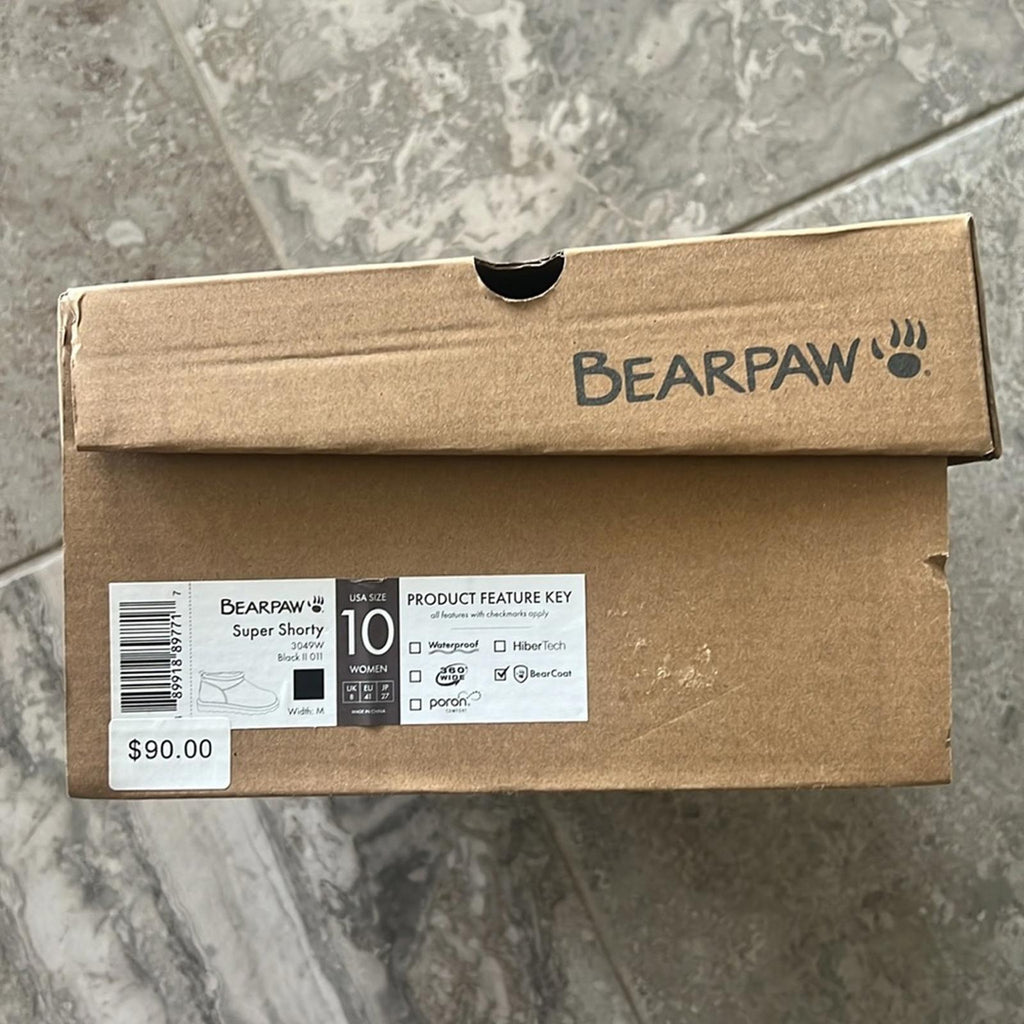 BearPaw Super Shorty Booties in Black, NEW, Size 10
