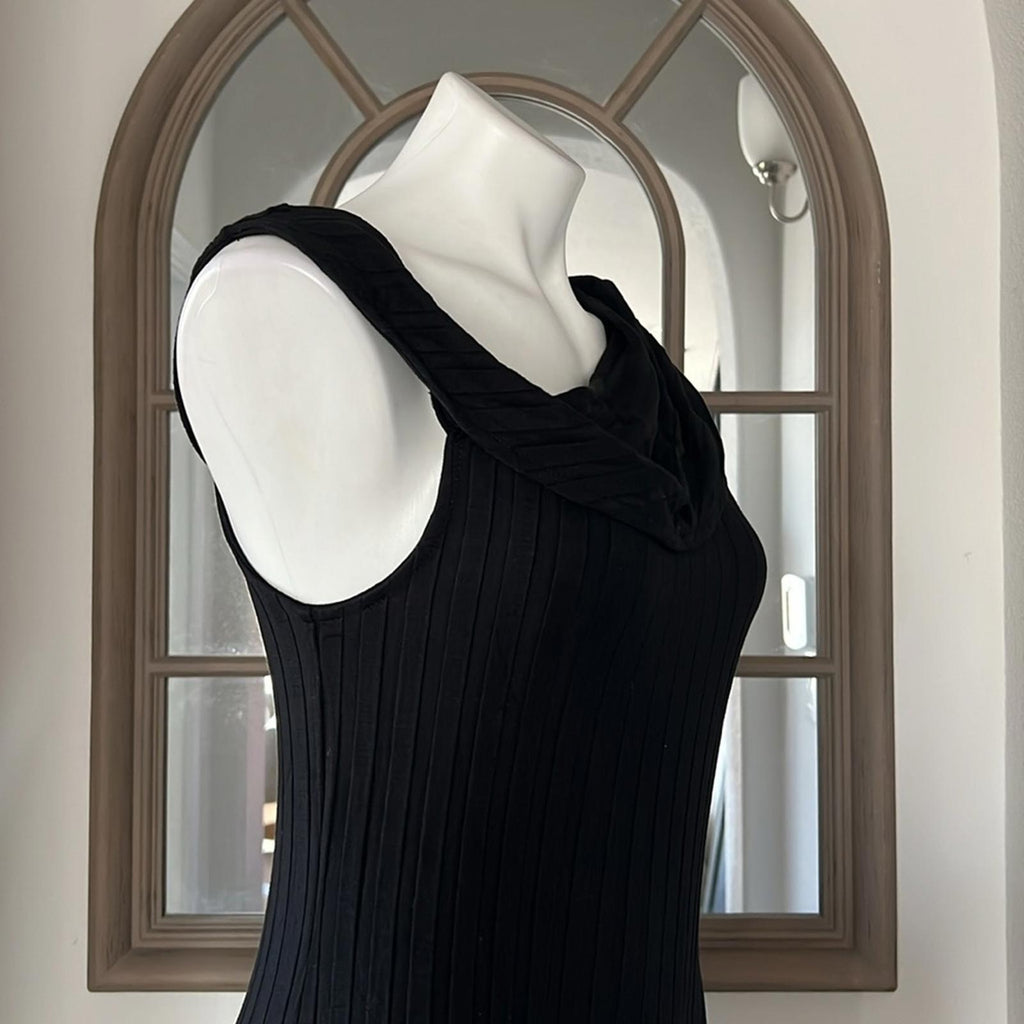 Simon Miller Asymmetric Wide Rib Maxi Dress in Black, Size L New w/Tag