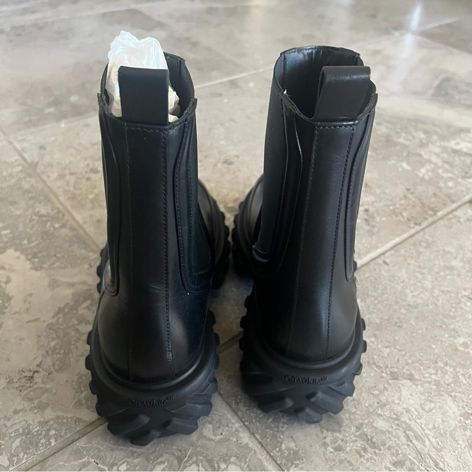 Off-White Black Tractor Motor Leather Boots, NWT, Size 38