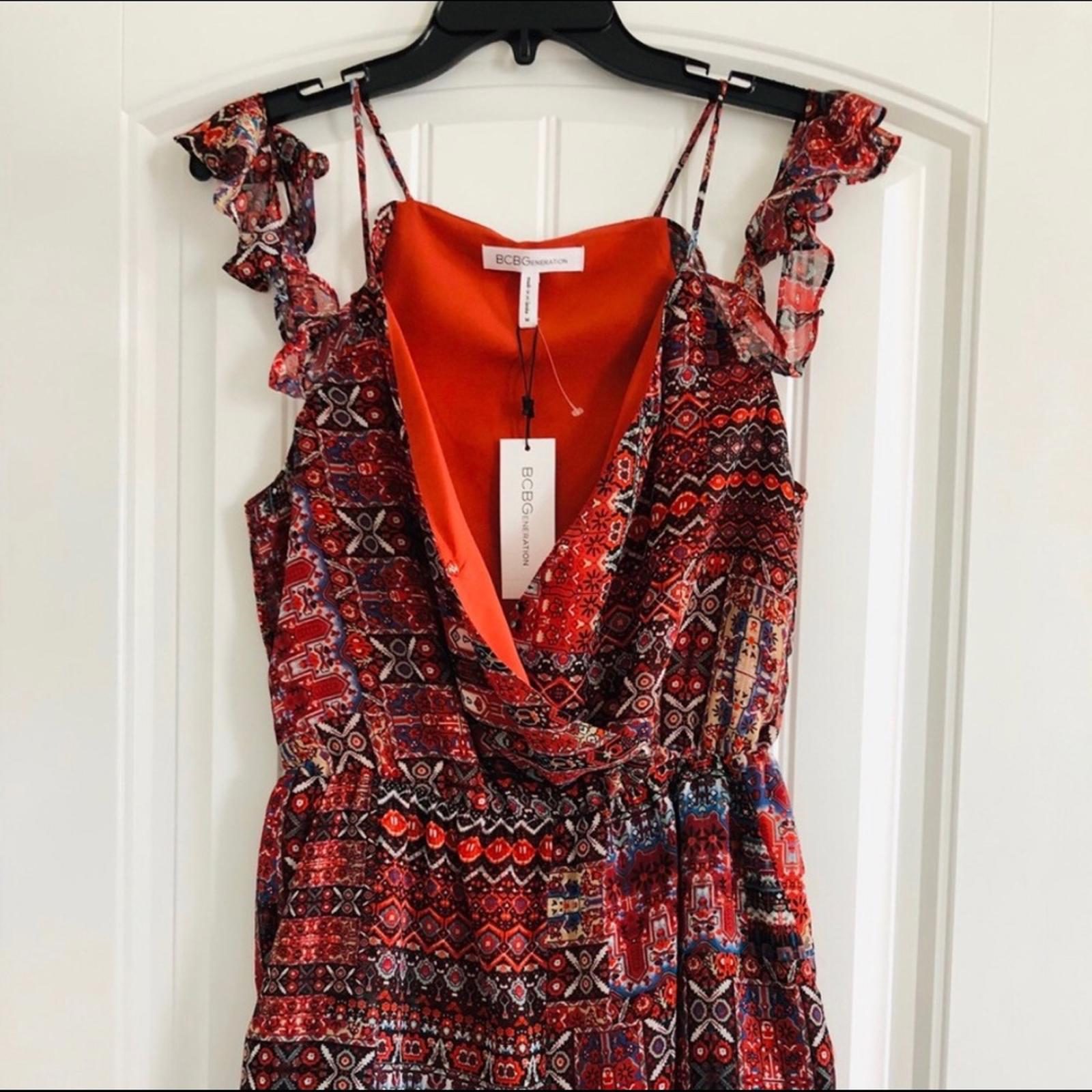 BCBG Conquistador Tapestry Print Crossover Romper w/Cold Shoulder, Size XS NWT