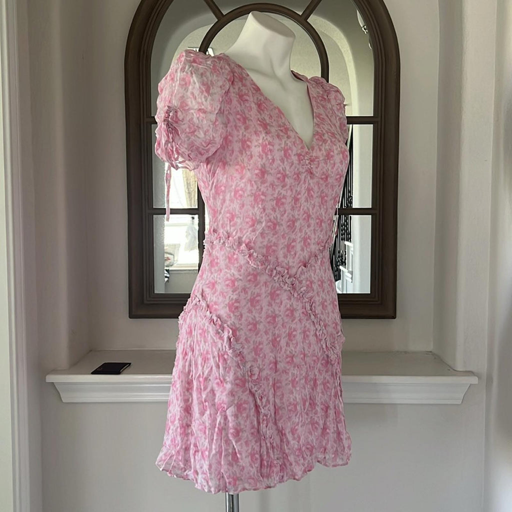 LoveShackFancy Posh Mini Dress, Rose Patch Size 4 New w/Tag Retail $445
