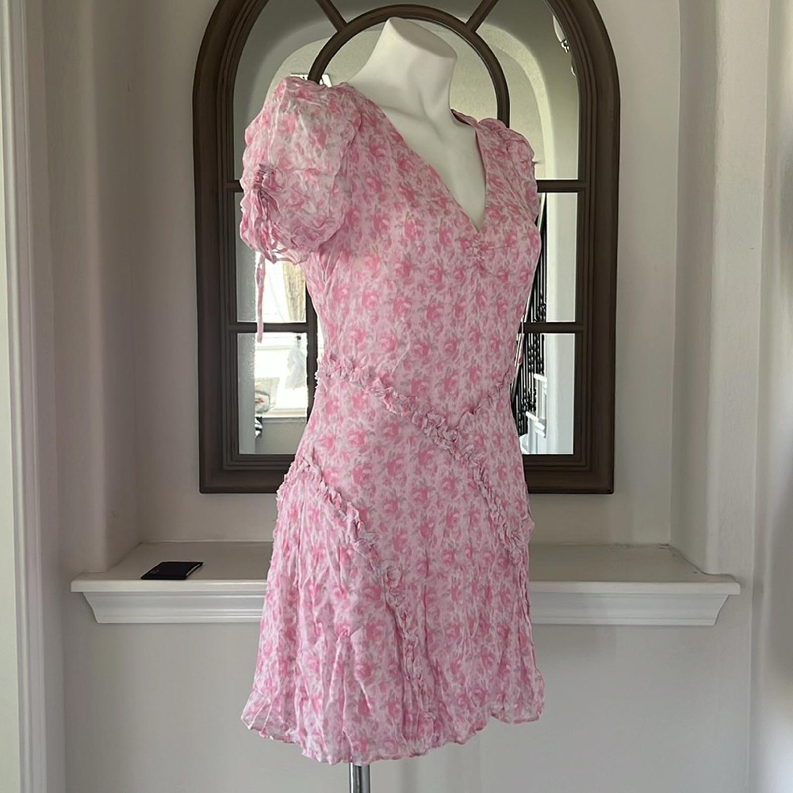 LoveShackFancy Posh Mini Dress, Rose Patch Size 4 New w/Tag Retail $445