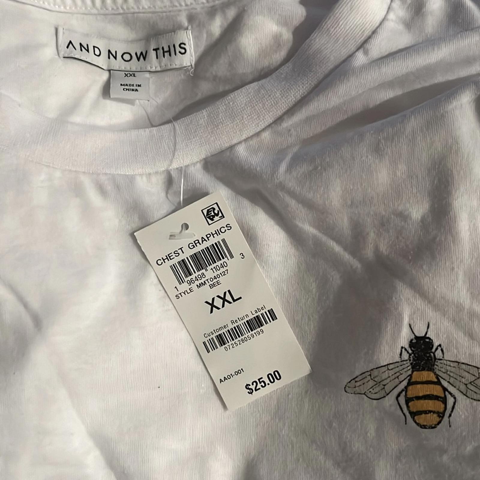 And Now This Men's Bee Graphic T-Shirt in White, Size XXL New w/Tag