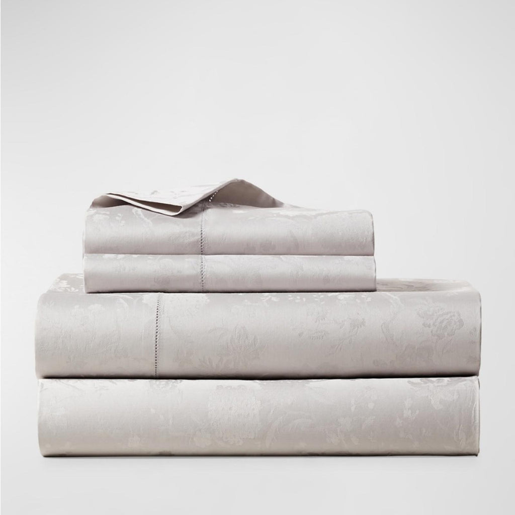 Ralph Lauren Home Organic Cotton Bethany Jacquard Silver Queen Flat Sheet, NWT