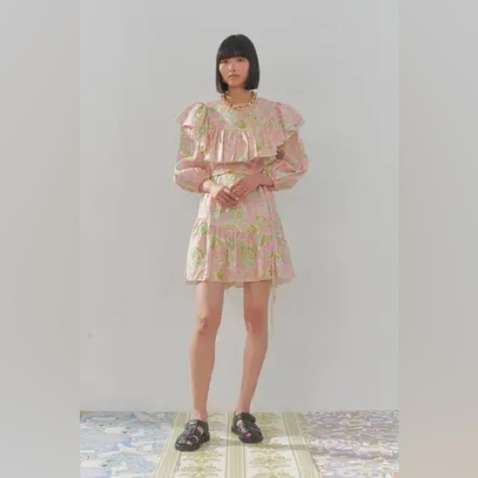 ALÉMAIS Marta Linen Ruffle Mini Dress, Size AUS 4 New w/Tag