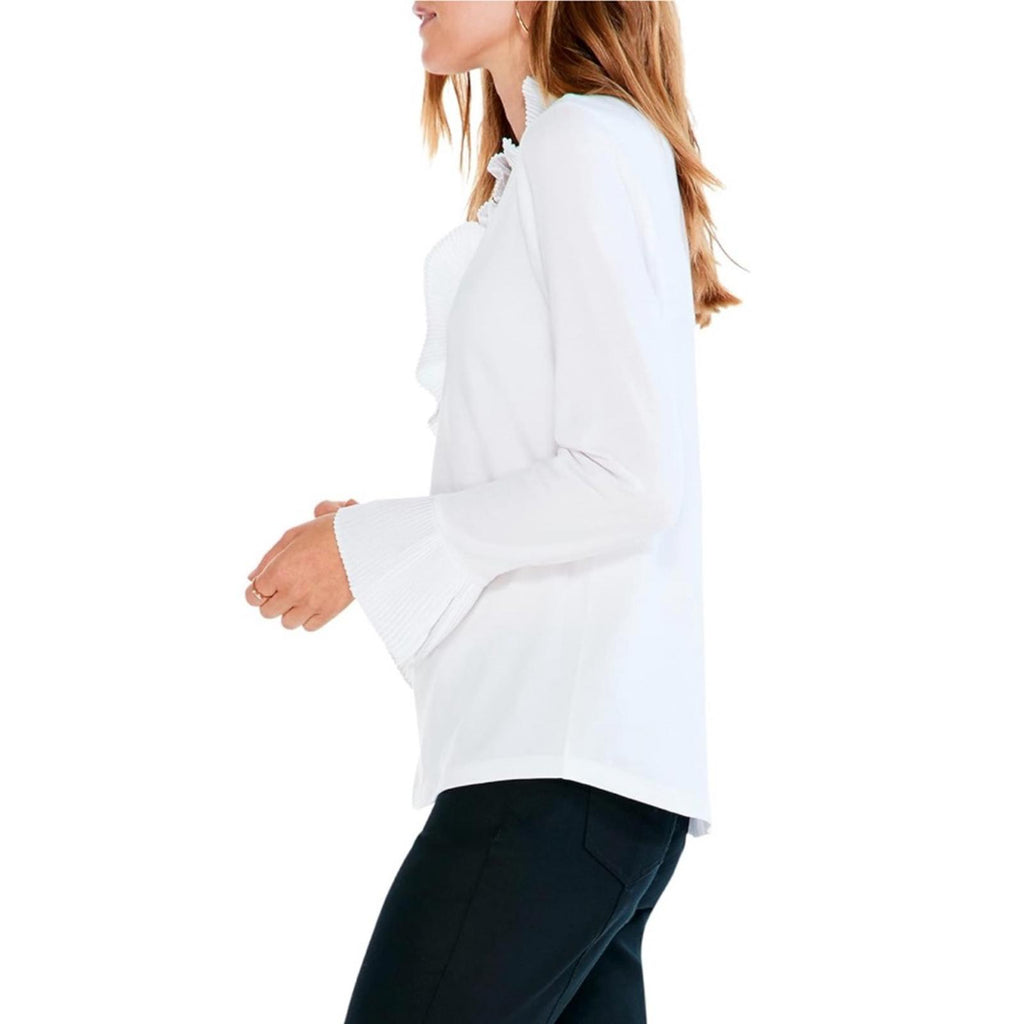 Nic+Zoe Ruffled Up Top Blouse, White, Size XL New w/Tag