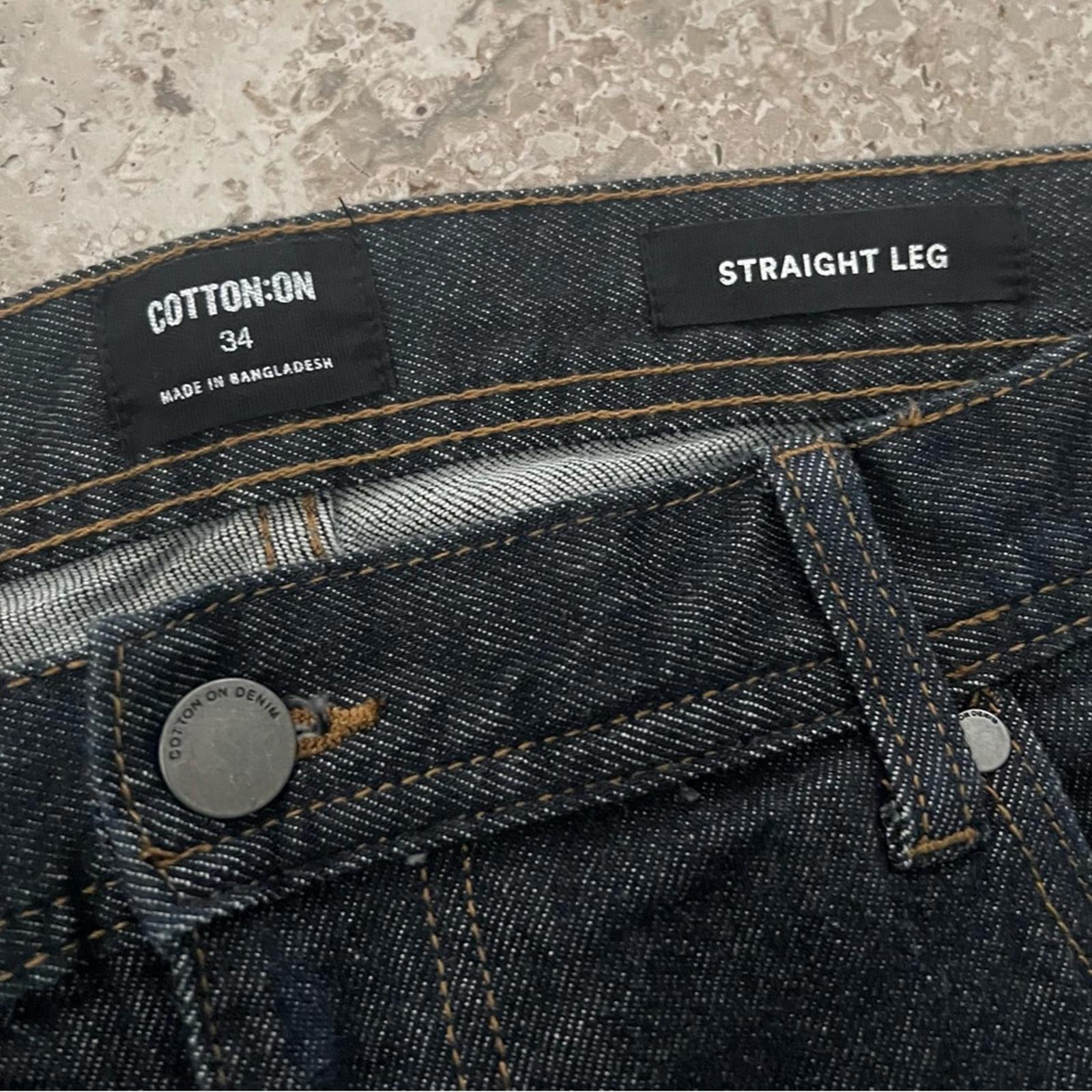 NWT Cotton On Beckley Straight Leg Jeans, Rinsed Indigo, Size 34 New w/Tag