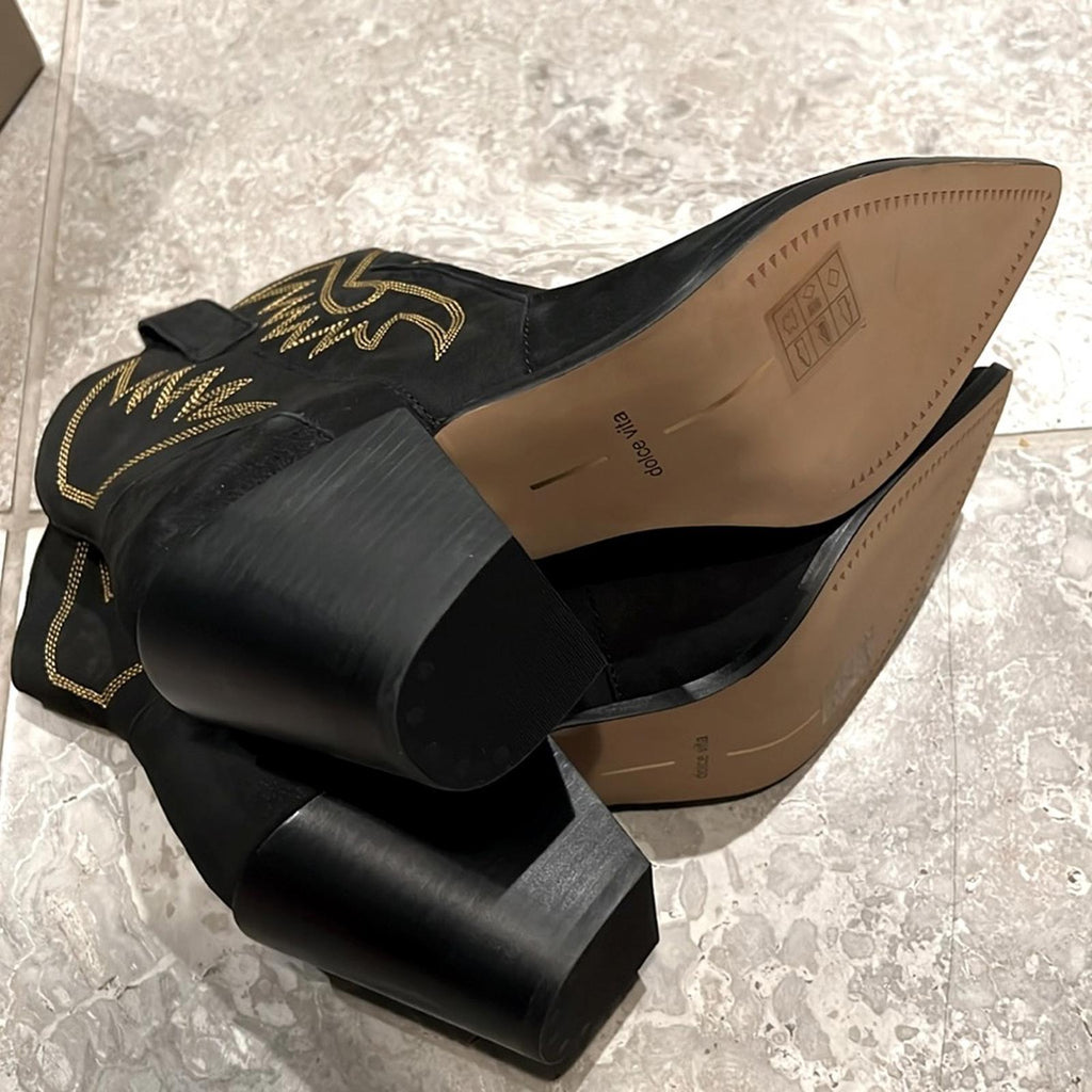 Dolce Vita Ginni Pull On Pointed Booties in Black Nubuck Size 8.5 New in Box