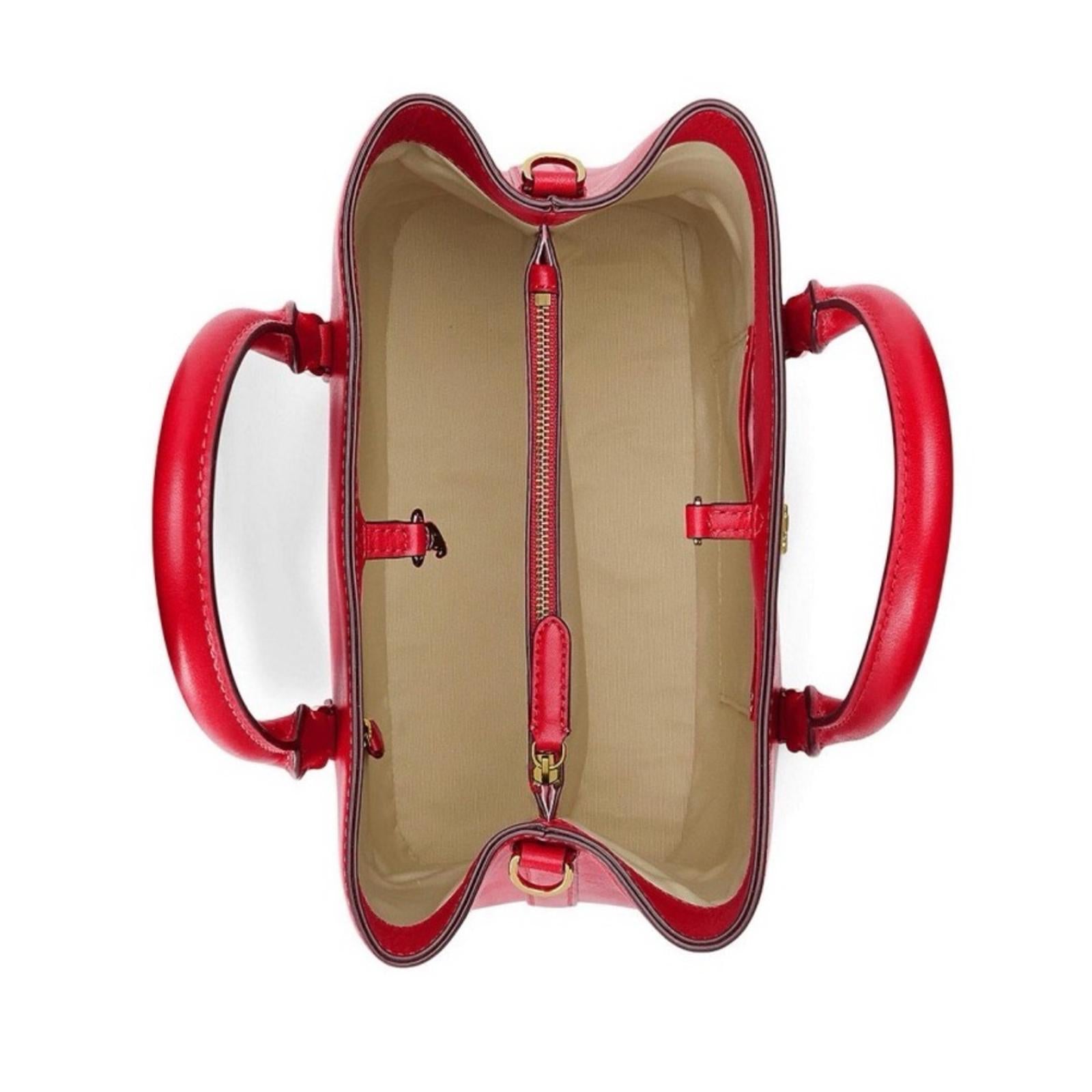 Lauren Ralph Lauren Marcy 26 Small Satchel in Red, NEW w/Tag Retail $350