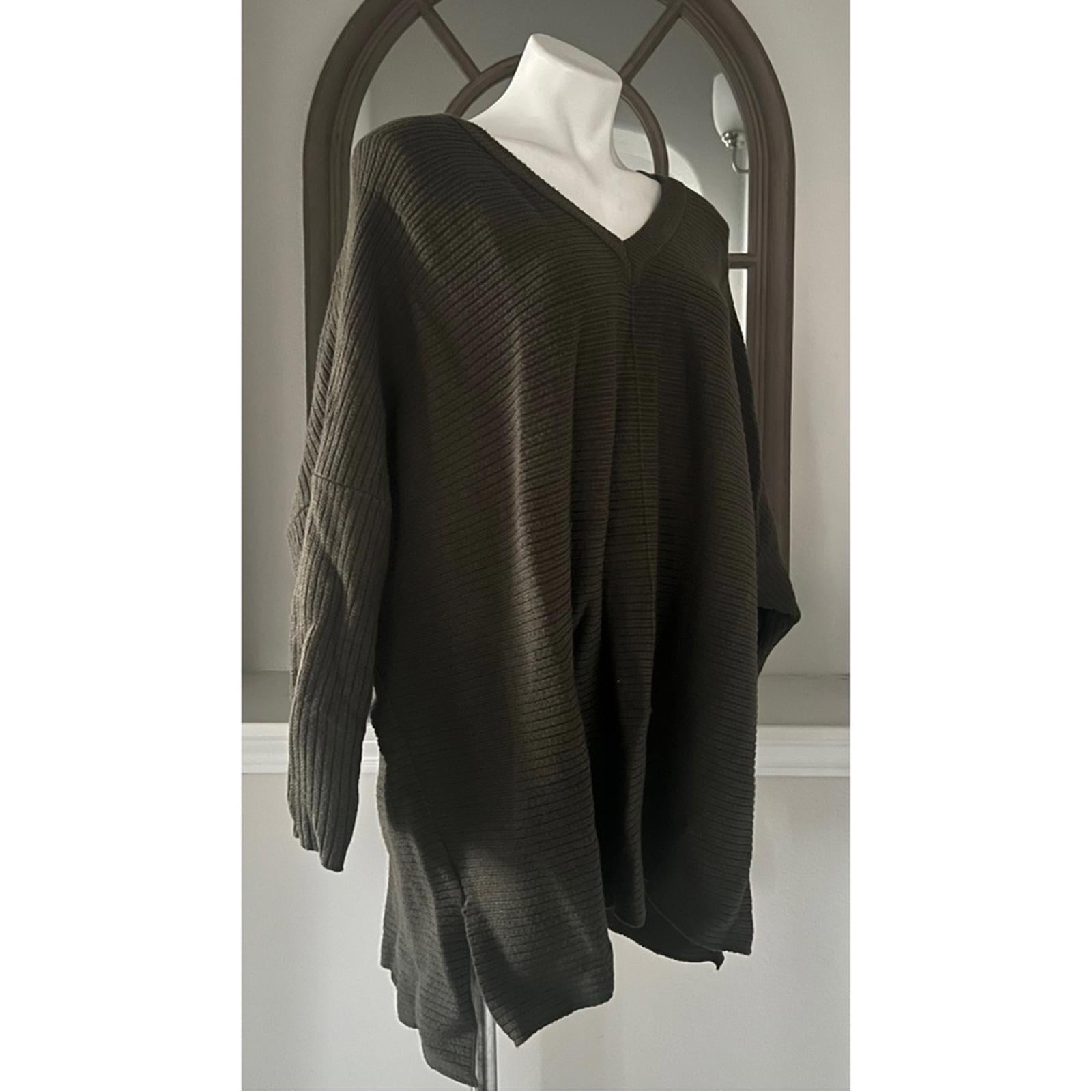 Adrianna Papell Ottoman Ribbed Tunic Sweater in Heather Olive Size 1X New w/Tag