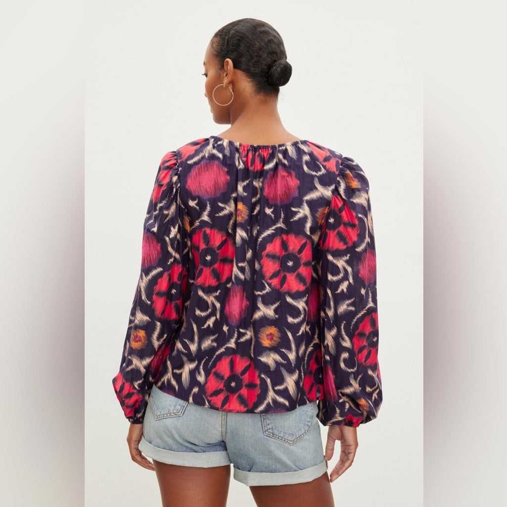 Velvet by Graham & Spencer Fraser Printed Silk Cotton Voile Top in Twilight $207