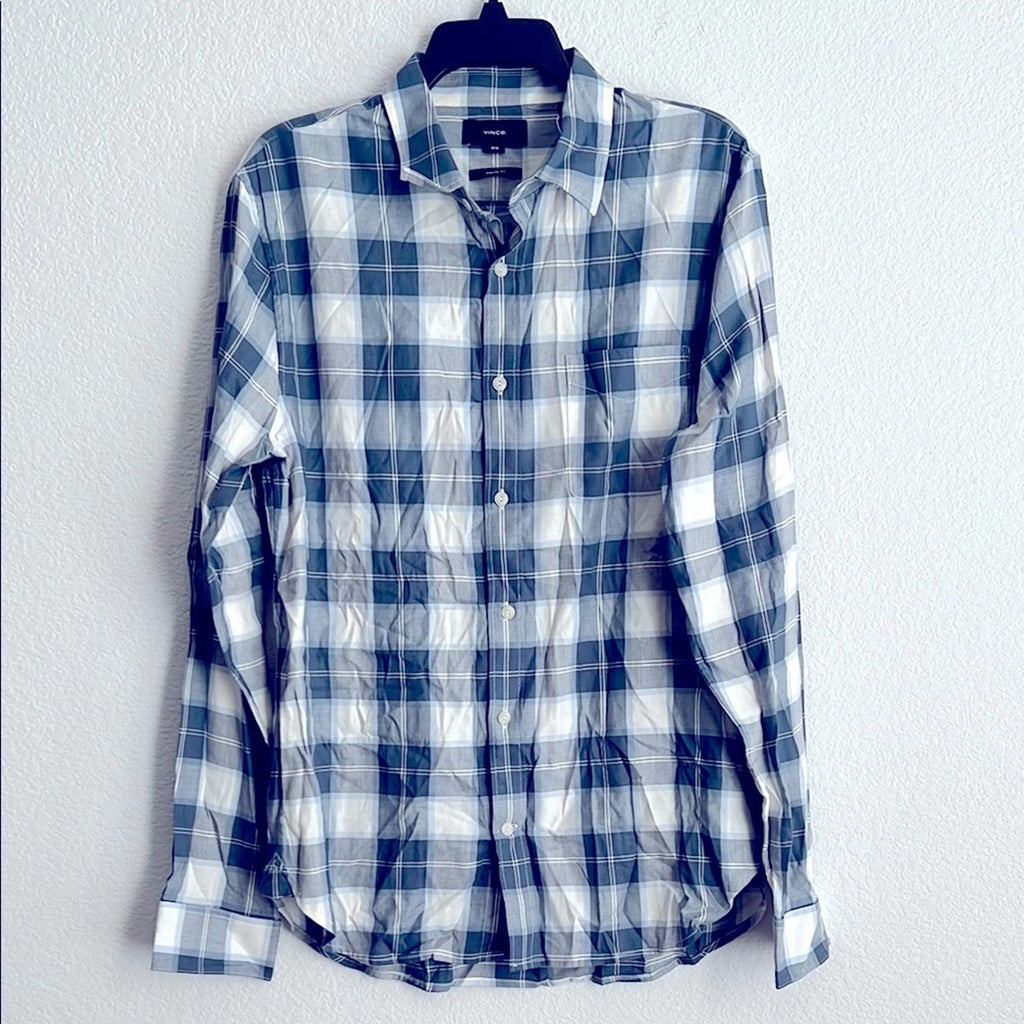 Vince Alps Plaid Long Sleeve Button Front Shirt, Size M NEW w/Tag $225