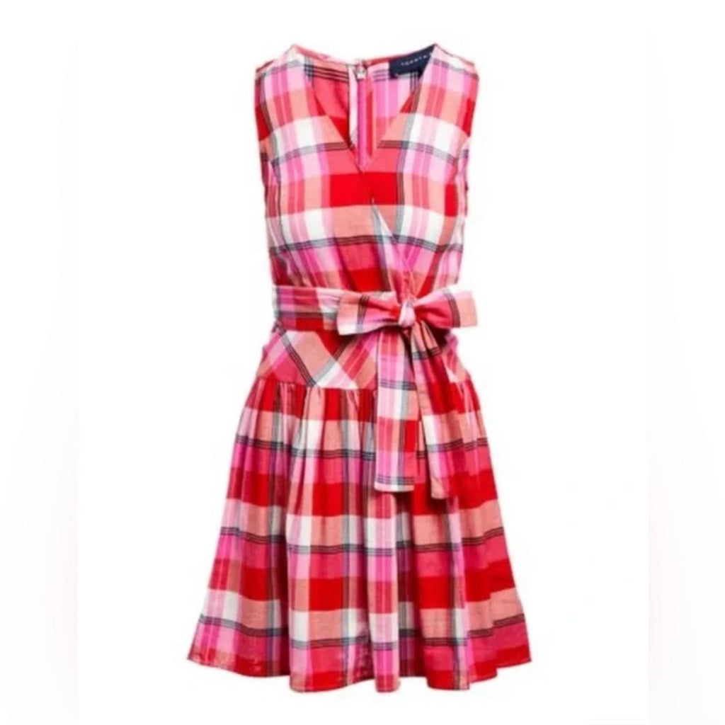 Tommy Hilfiger Majorca Casual Sleeveless Plaid Dress w/Tie, NWT, Size 16