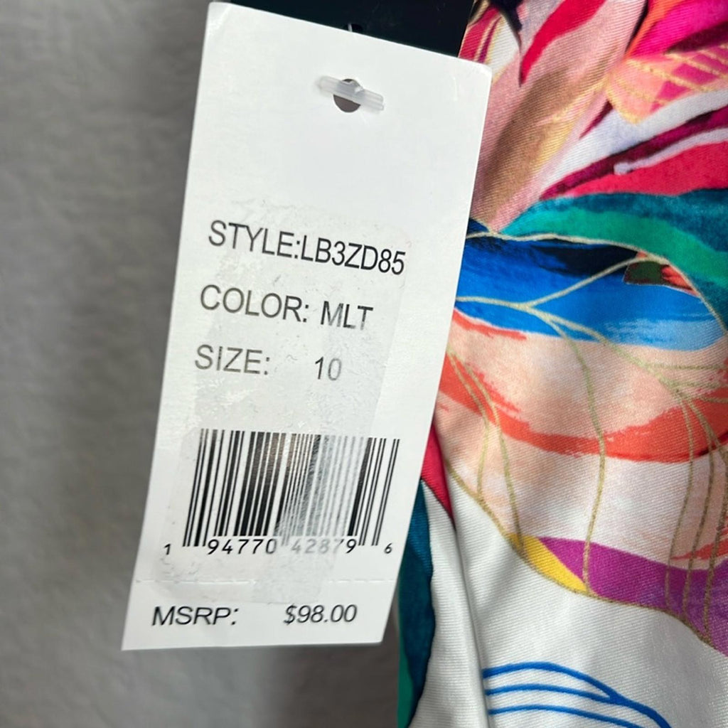 La Blanca Paradise Floral Keyhole Hi-Neck Tankini Top, NWT, Size 10