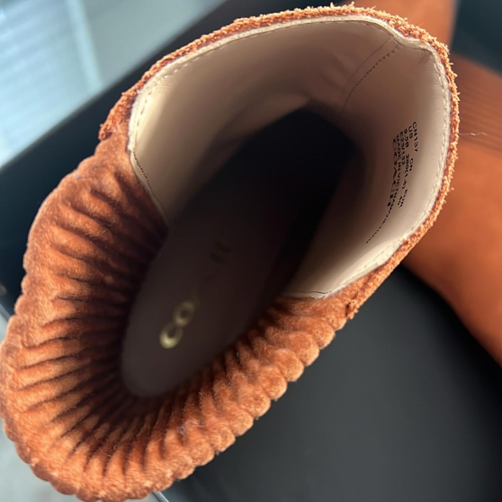 COACH Prestyn Ankle Booties in Burnished Amber, Leather Suede Boots NEW in Box!