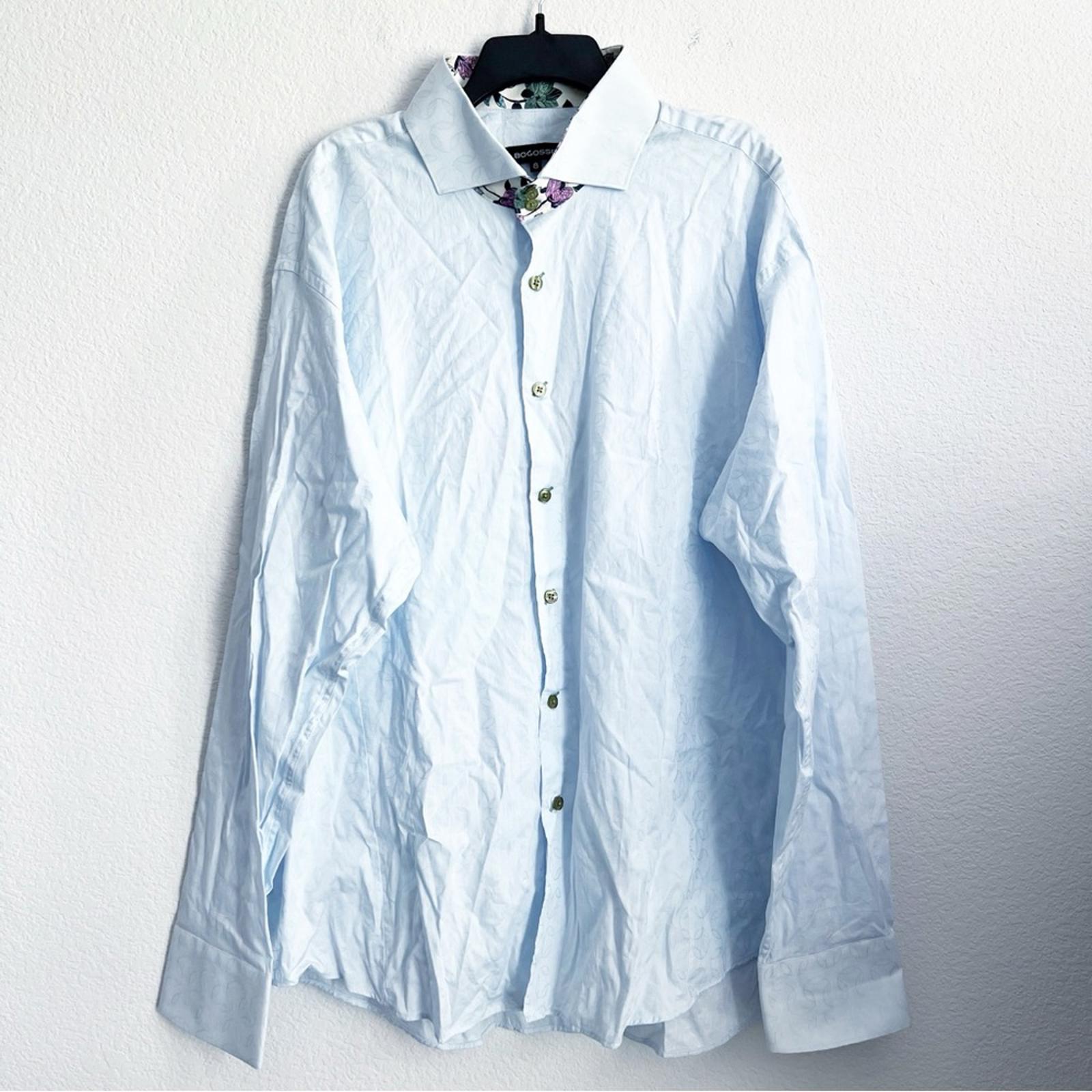 BOGOSSE Blue Jacquard Button-Up Dress Shirt, NWT, Size 8/4X
