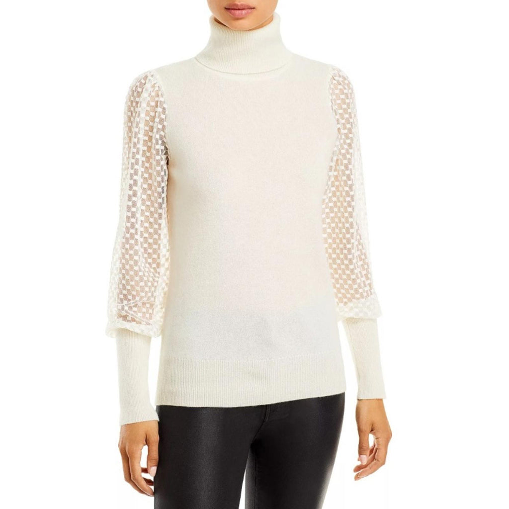 Cashmere Mesh Sleeve Turtleneck Sweater from C by Bloomingdale's Size XL NWT