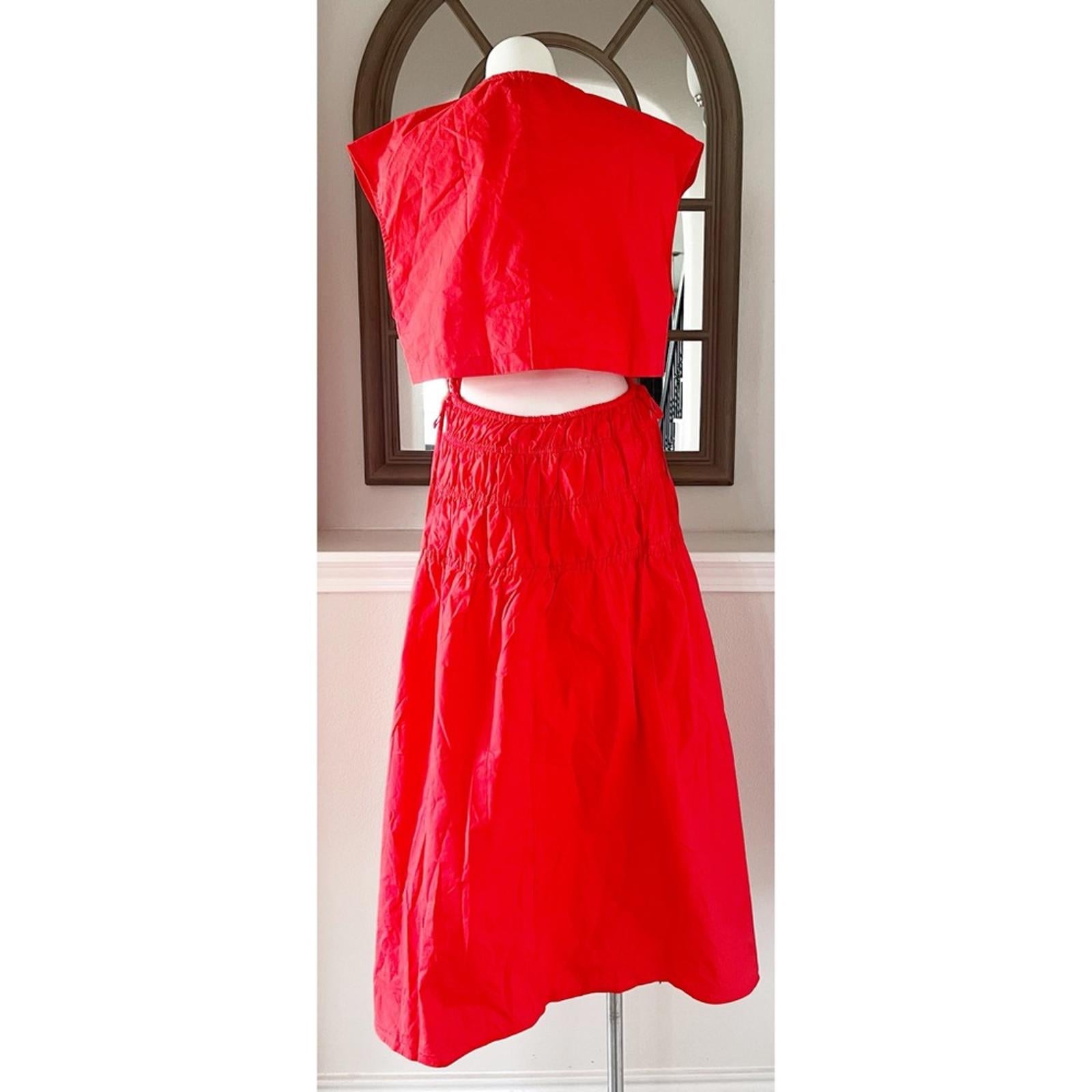Proenza Schouler White Label Back Cutout Drawstring Midi Dress Size XL New w/Tag