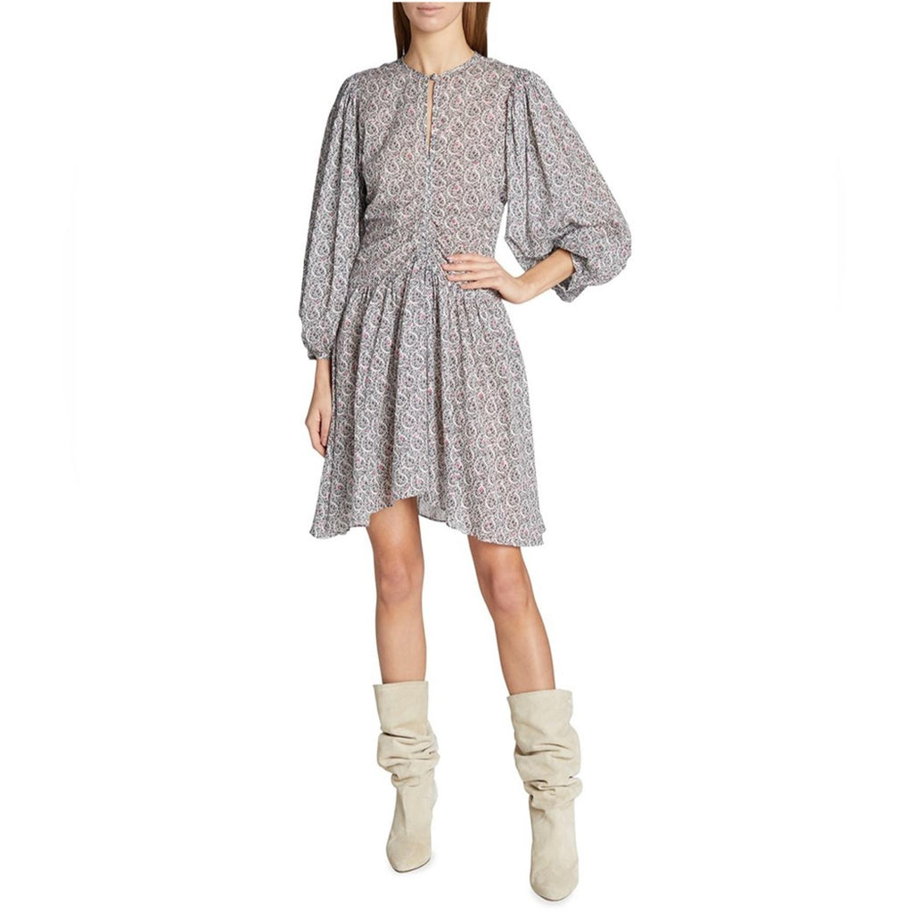 Étoile Isabel Marant Marili Ruched Blouson-Sleeve Dress, Size US4|FR34 New w/Tag