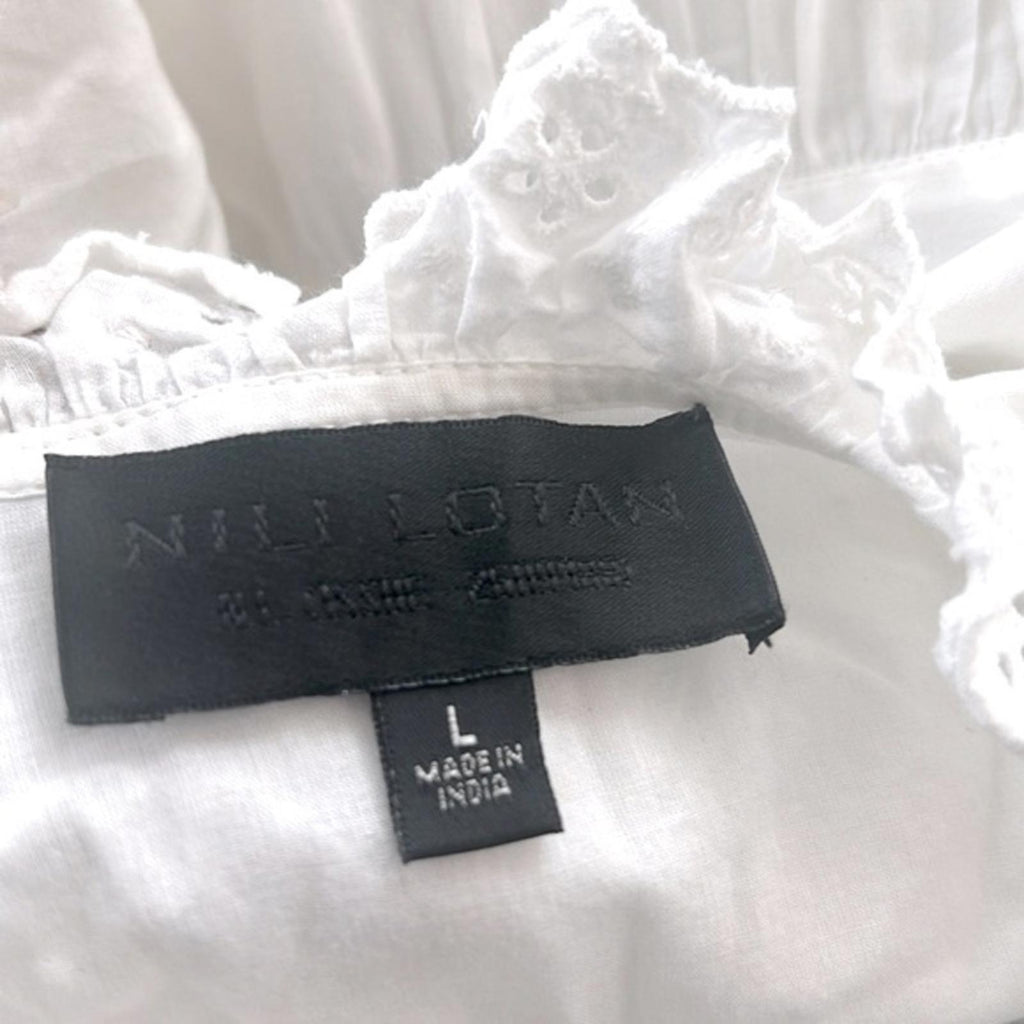 NILI LOTAN Sarah Shirt x Revolve in Ivory, Size L EXCELLENT! Retail $350